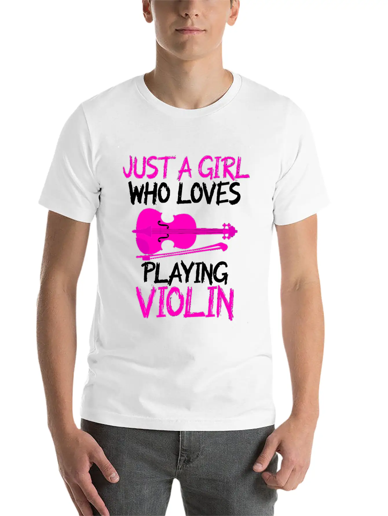 Just A Girl Who Loves Playing Violin Unisex Short Sleeve Soft Cotton T-Shirt – Casual Everyday Wear