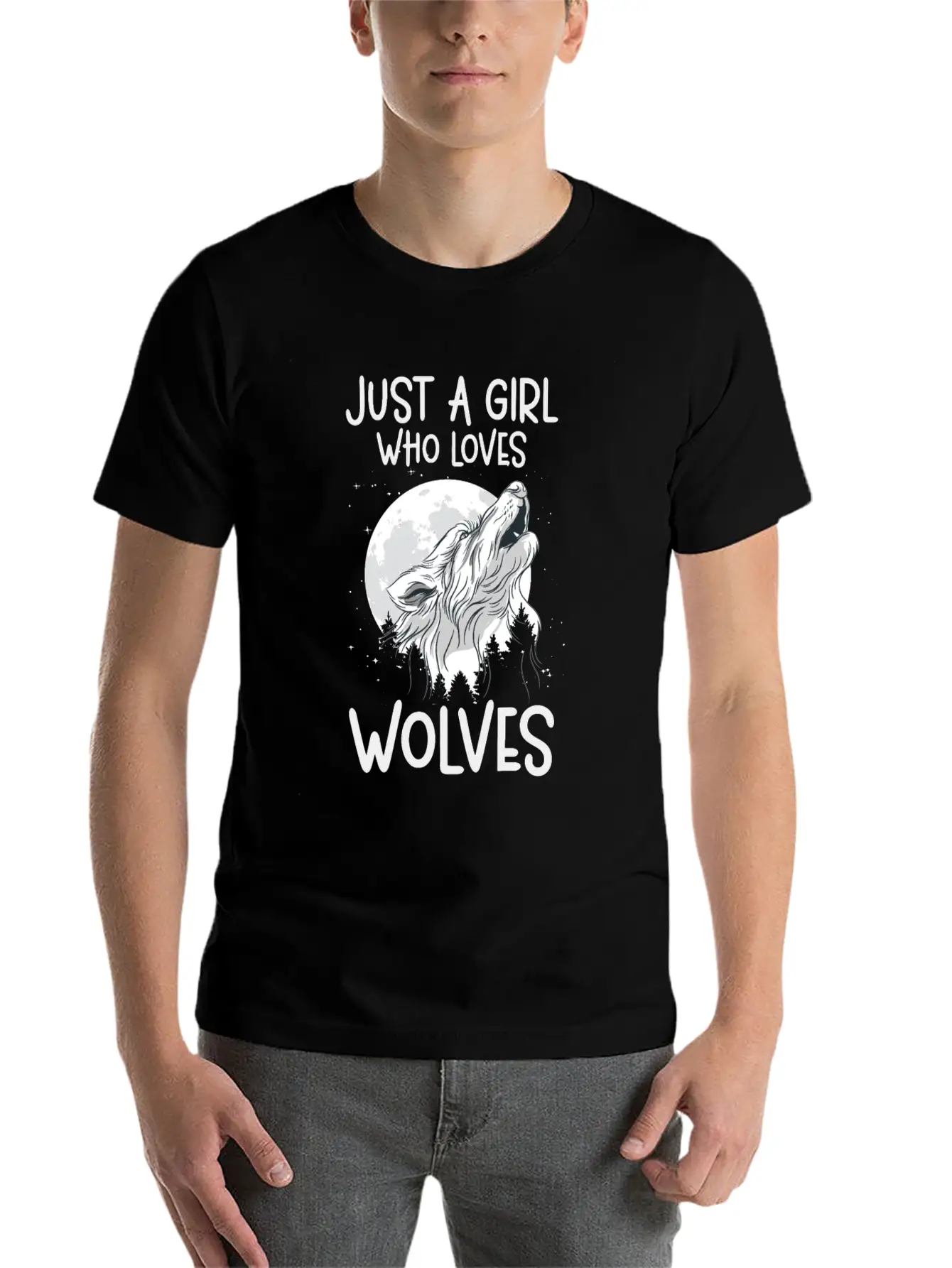 Just A Girl Who Loves Wolves Forest Animals Wolf Unisex Casual T-Shirt – Clean Design For Daily Comfort
