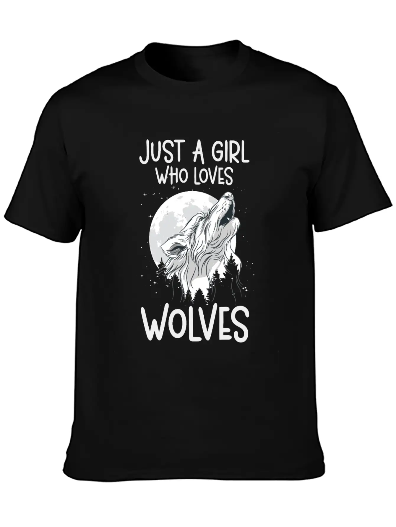 Just A Girl Who Loves Wolves Forest Animals Wolf Unisex Casual T-Shirt – Clean Design For Daily Comfort