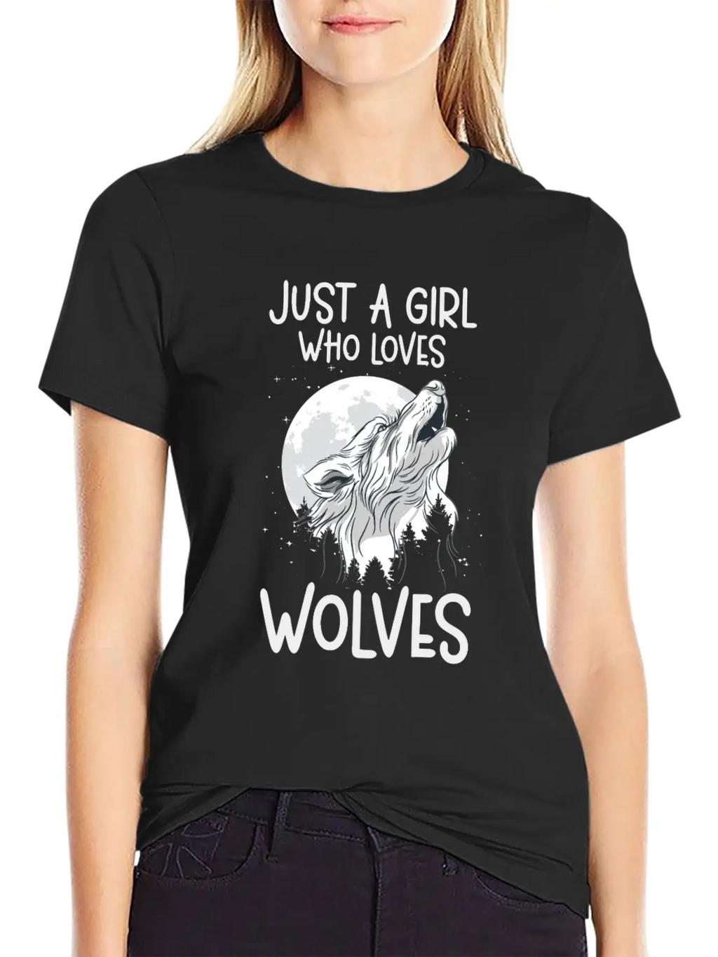 Just A Girl Who Loves Wolves Forest Animals Wolf Unisex Casual T-Shirt – Clean Design For Daily Comfort