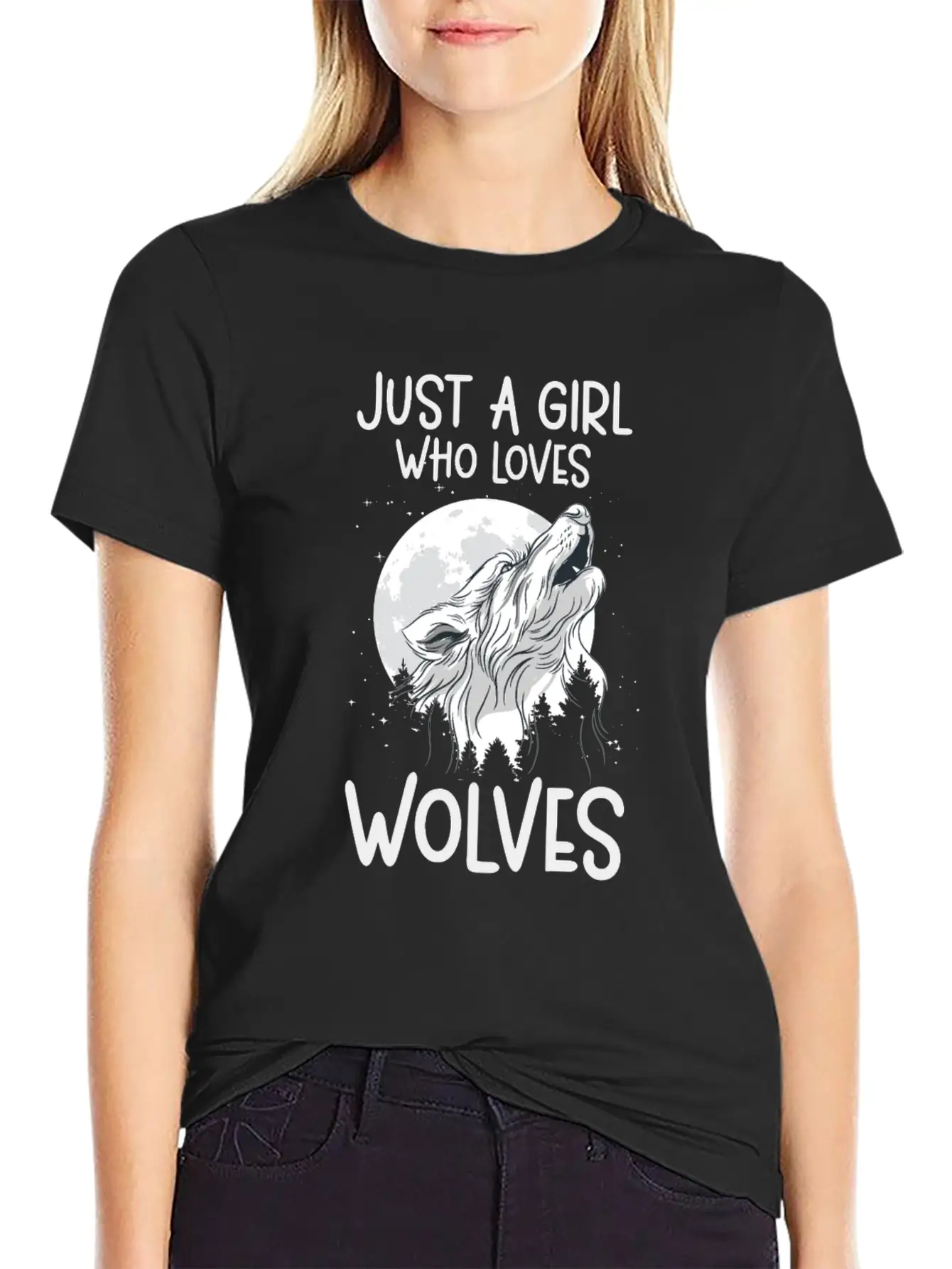 Just A Girl Who Loves Wolves Forest Animals Wolf Unisex Casual T-Shirt – Clean Design For Daily Comfort
