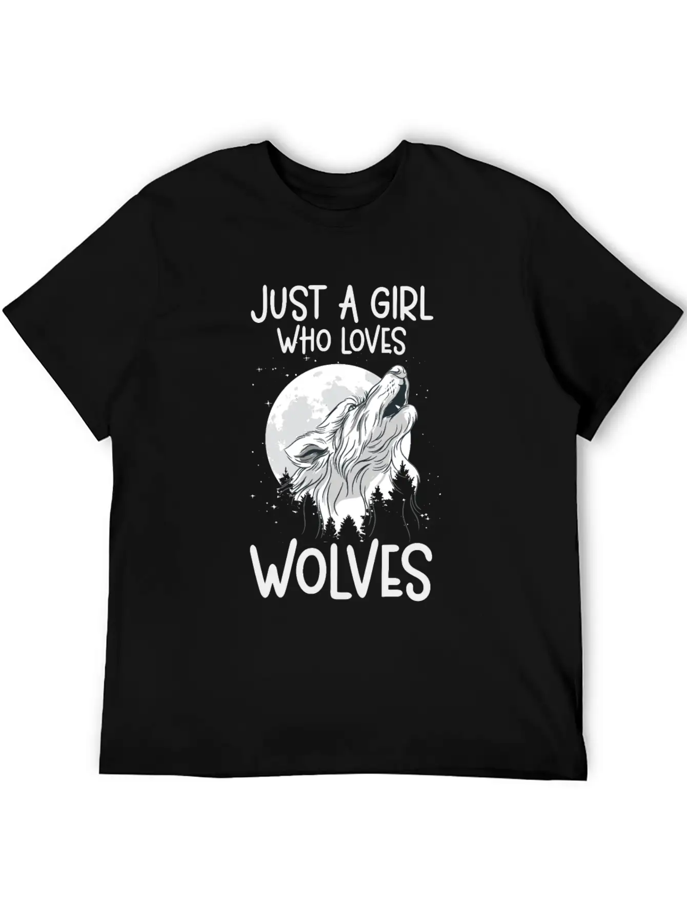 Just A Girl Who Loves Wolves Forest Animals Wolf Unisex Casual T-Shirt – Clean Design For Daily Comfort