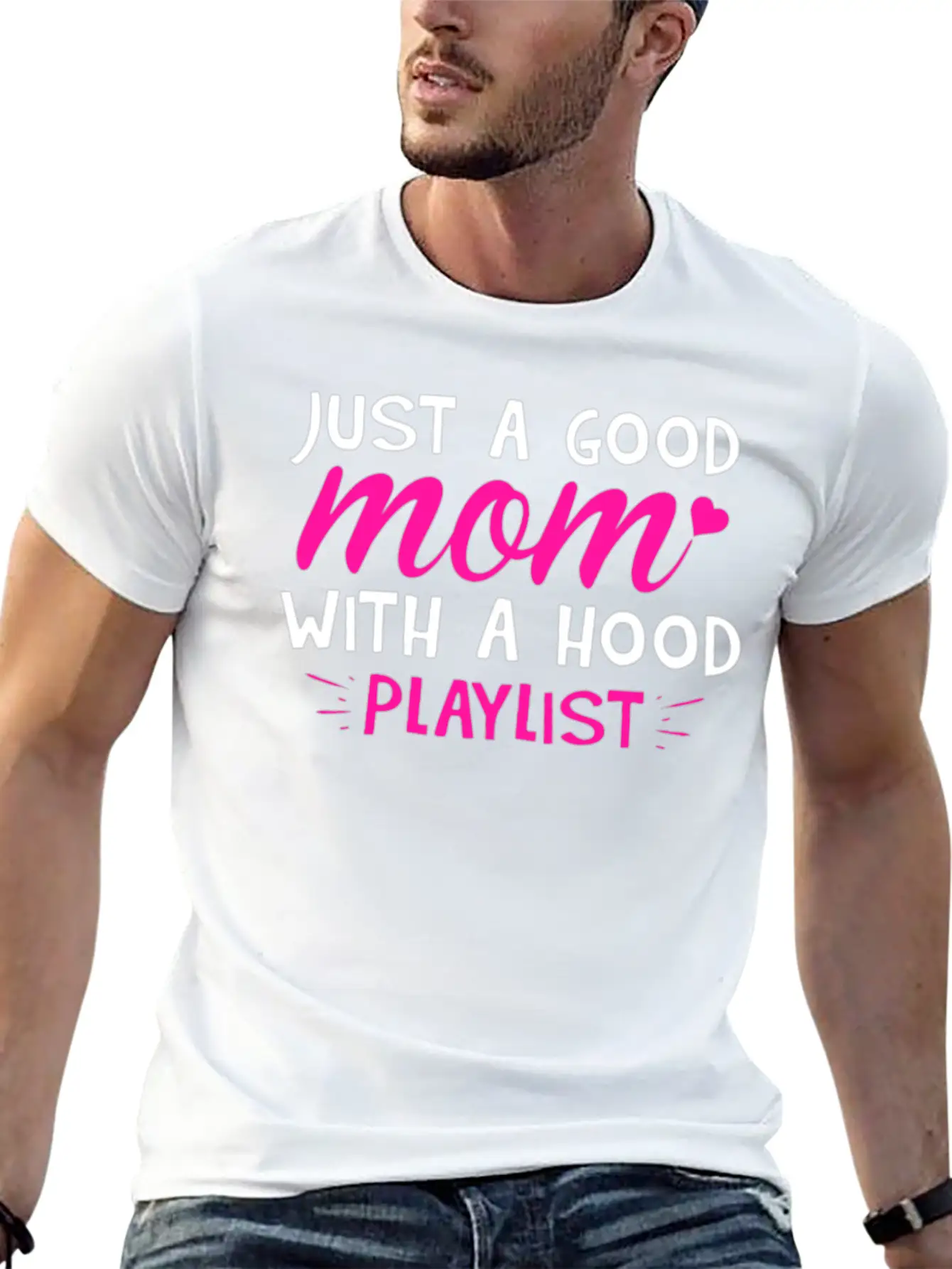 Just A Good Mom With A Hood Playlist Unisex Casual T-Shirt – Clean Design For Daily Comfort
