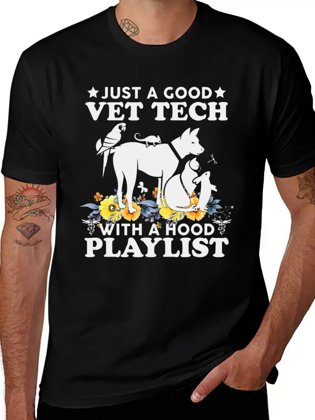 Just A Good Vet Tech With A Hood Playlist Funny Unisex Casual T-Shirt – Clean Design For Daily Comfort