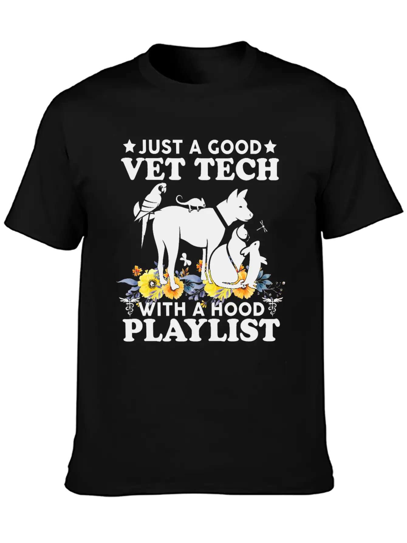 Just A Good Vet Tech With A Hood Playlist Funny Unisex Casual T-Shirt – Clean Design For Daily Comfort