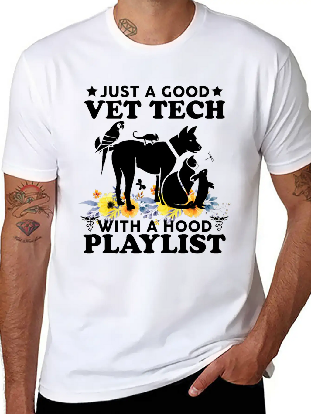 Just A Good Vet Tech With A Hood Playlist Funny Unisex Casual T-Shirt – Clean Design For Daily Comfort