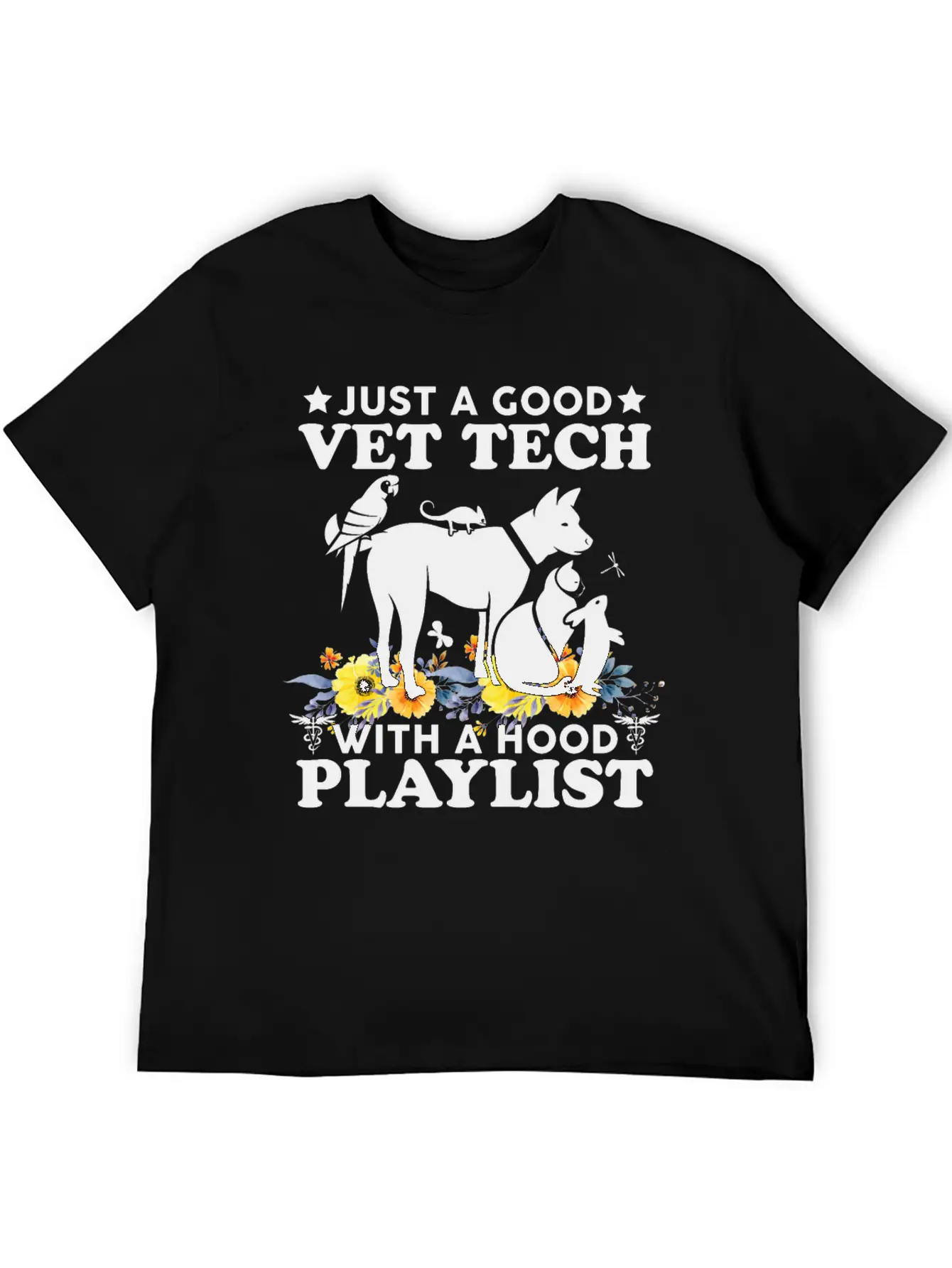 Just A Good Vet Tech With A Hood Playlist Funny Unisex Casual T-Shirt – Clean Design For Daily Comfort