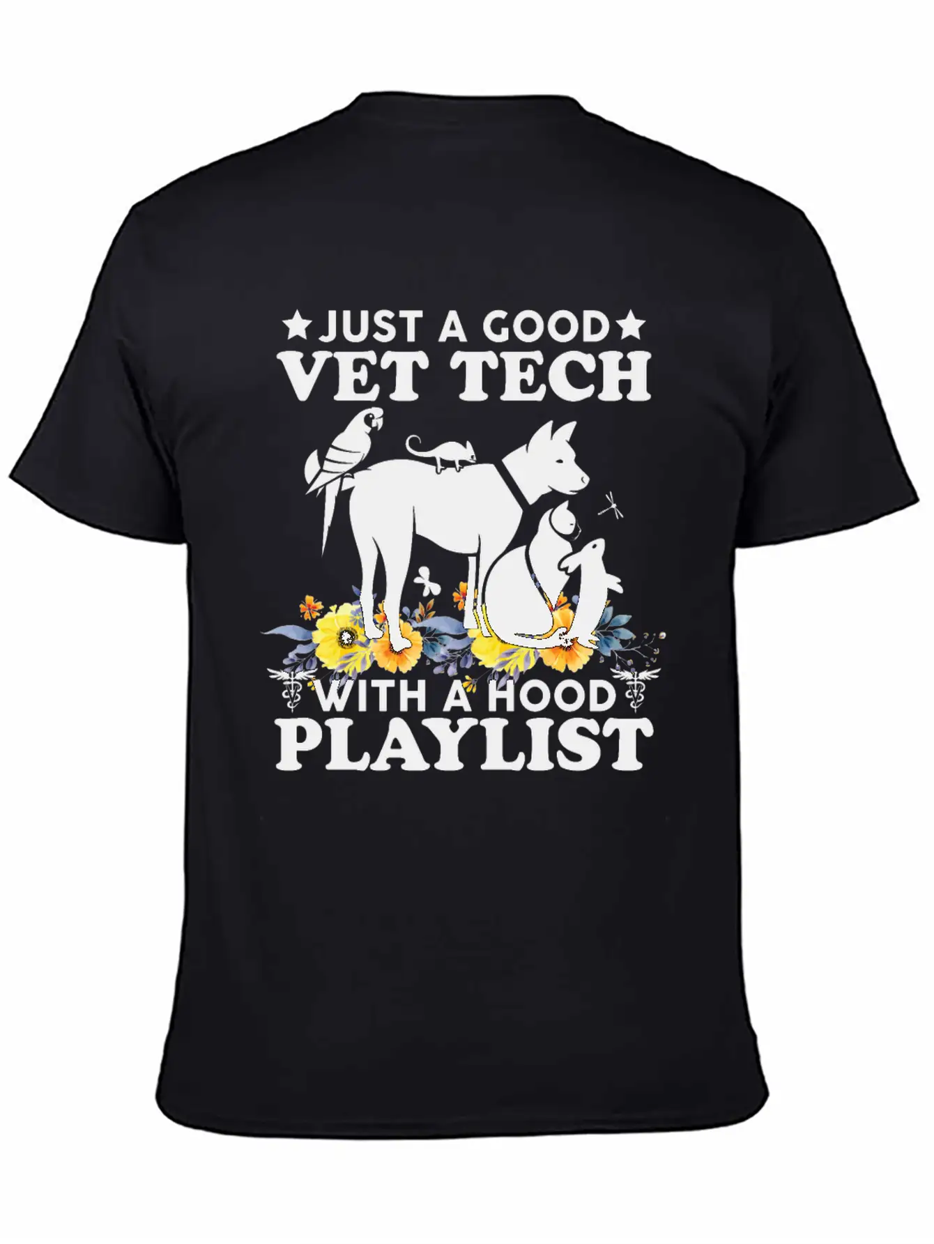 Just A Good Vet Tech With A Hood Playlist Funny Unisex Casual T-Shirt – Clean Design For Daily Comfort