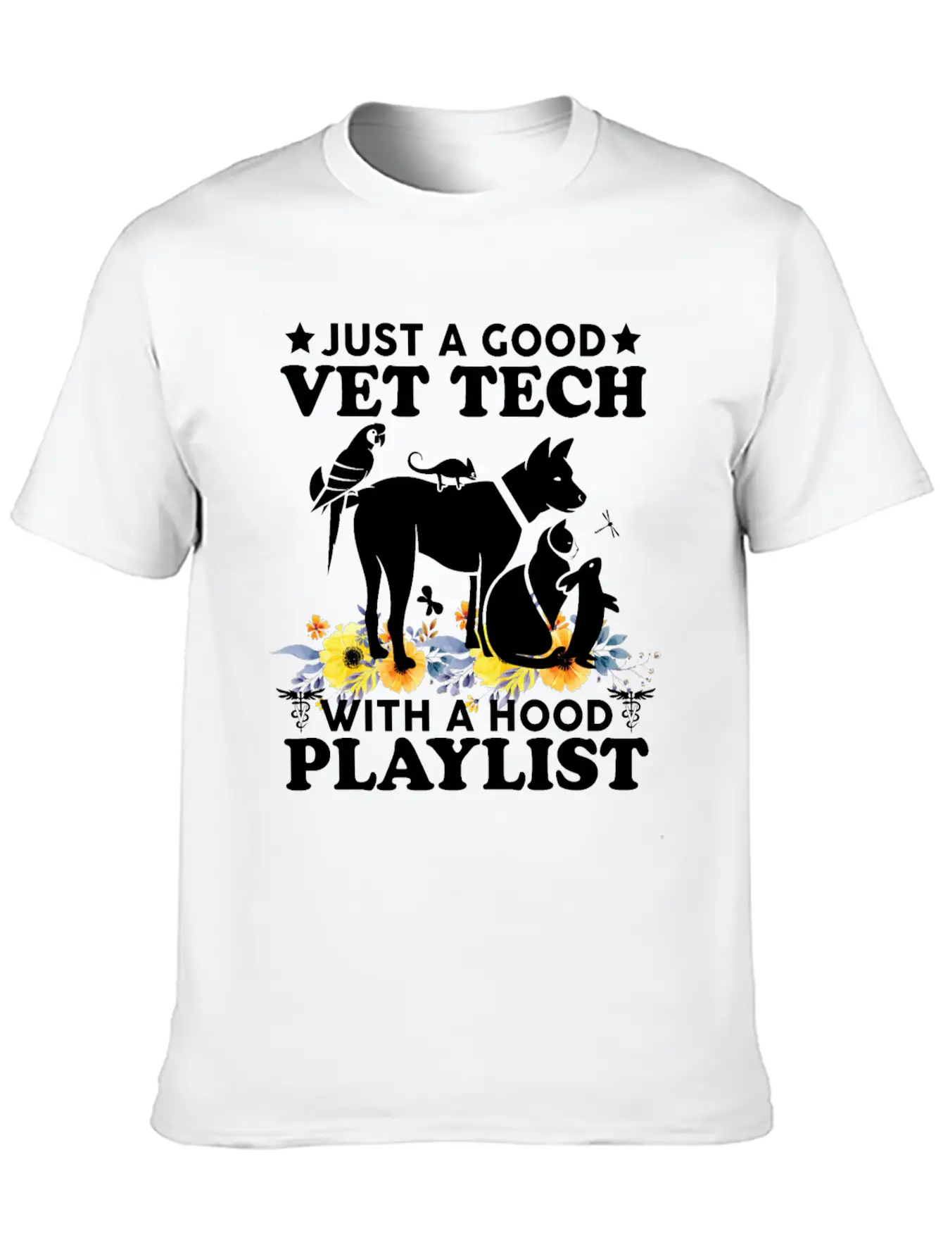 Just A Good Vet Tech With A Hood Playlist Funny Unisex Casual T-Shirt – Clean Design For Daily Comfort