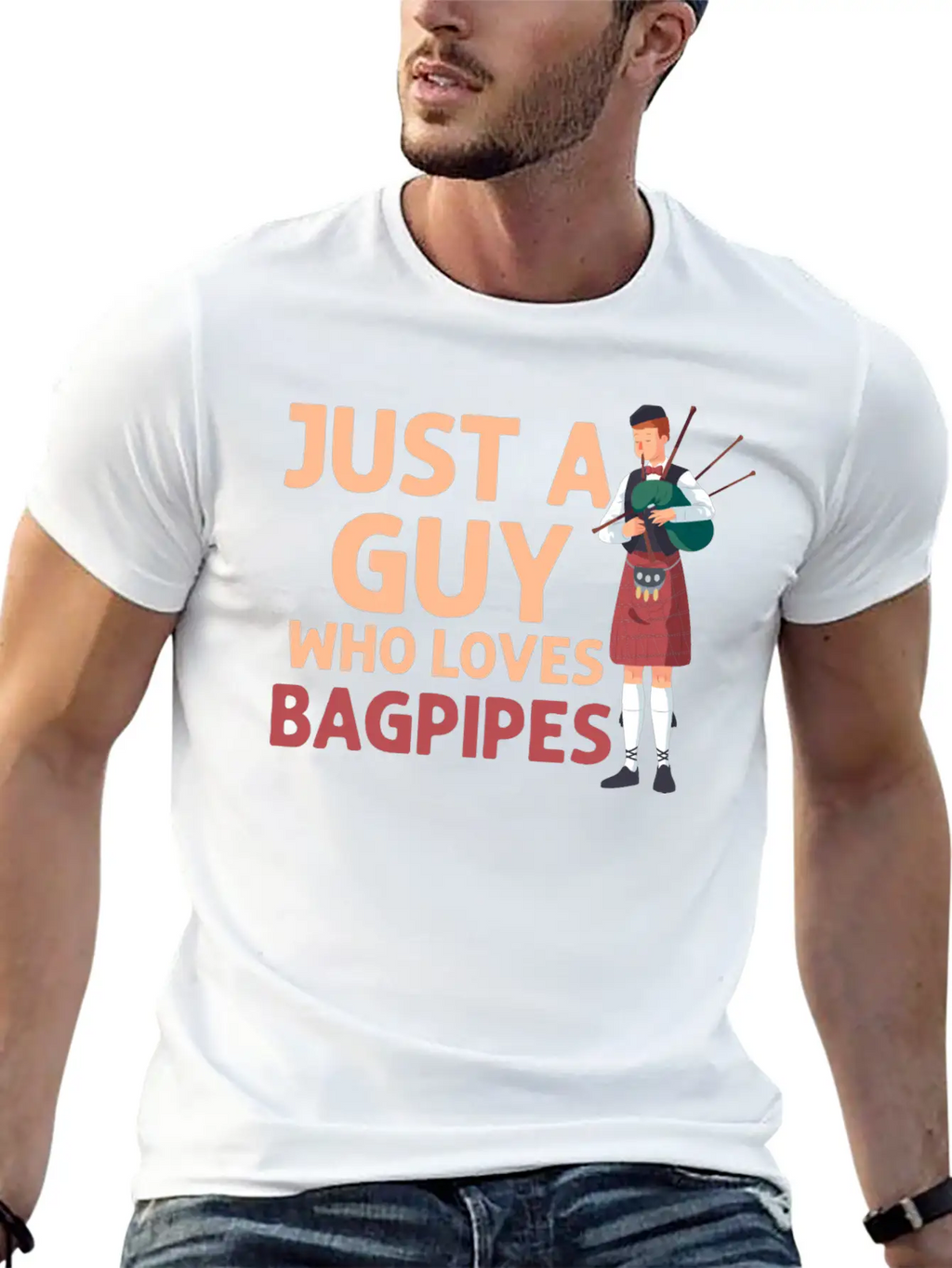 Just A Guy Who Loves Bagpipes Bagpiper Bagpiping Breathable Soft Cotton T-Shirt – Timeless Casual Look