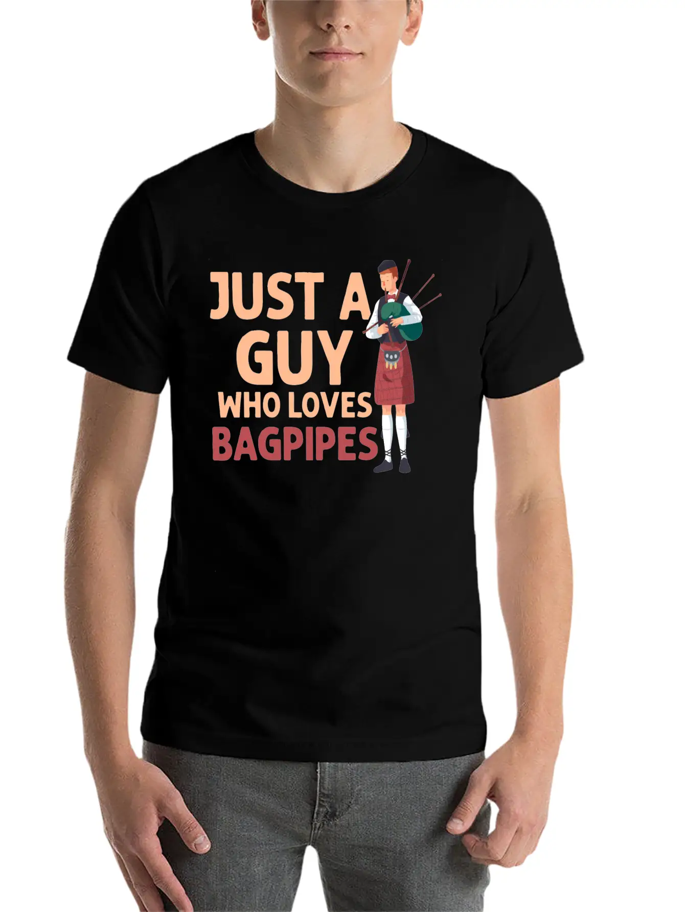 Just A Guy Who Loves Bagpipes Bagpiper Bagpiping Breathable Soft Cotton T-Shirt – Timeless Casual Look