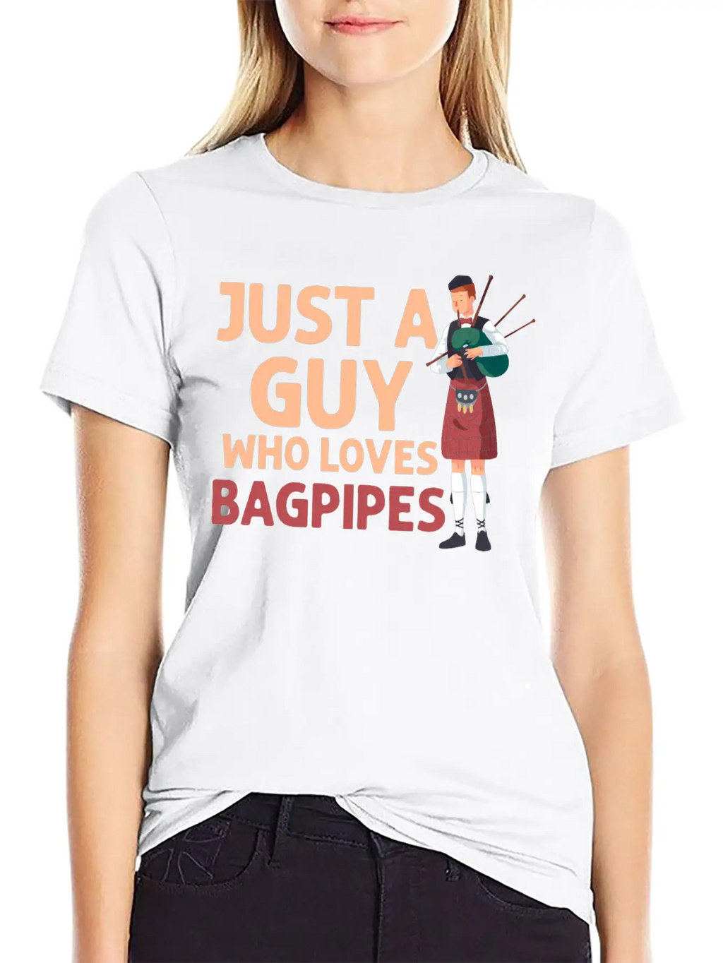 Just A Guy Who Loves Bagpipes Bagpiper Bagpiping Breathable Soft Cotton T-Shirt – Timeless Casual Look