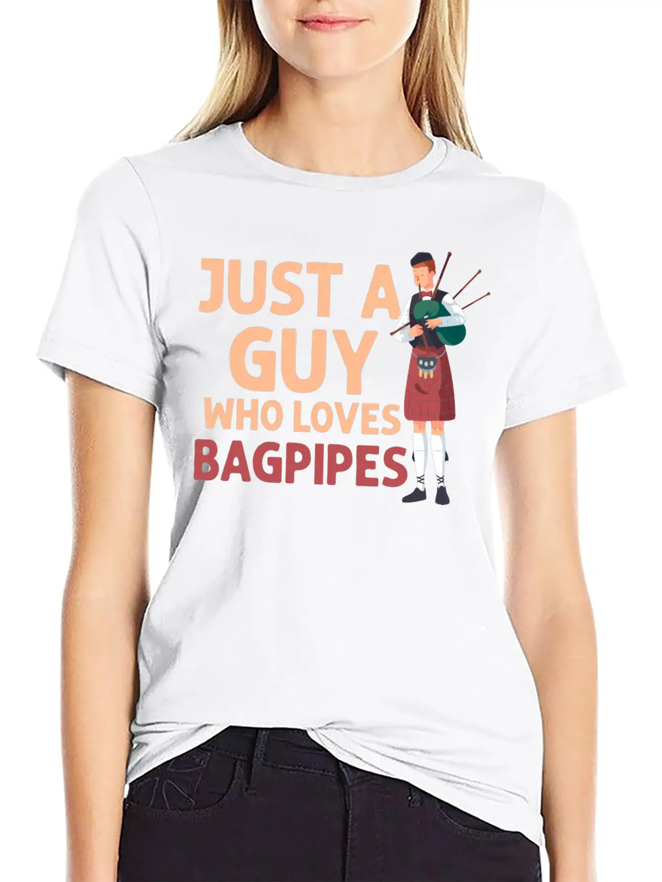 Just A Guy Who Loves Bagpipes Bagpiper Bagpiping Breathable Soft Cotton T-Shirt – Timeless Casual Look