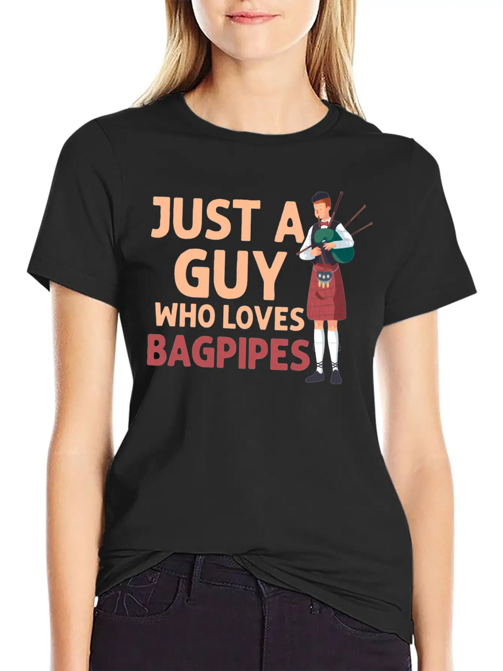 Just A Guy Who Loves Bagpipes Bagpiper Bagpiping Breathable Soft Cotton T-Shirt – Timeless Casual Look