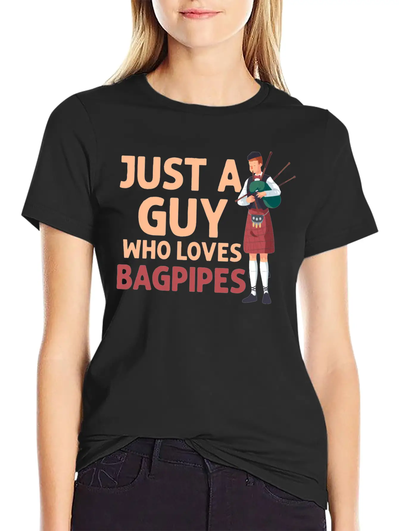 Just A Guy Who Loves Bagpipes Bagpiper Bagpiping Breathable Soft Cotton T-Shirt – Timeless Casual Look