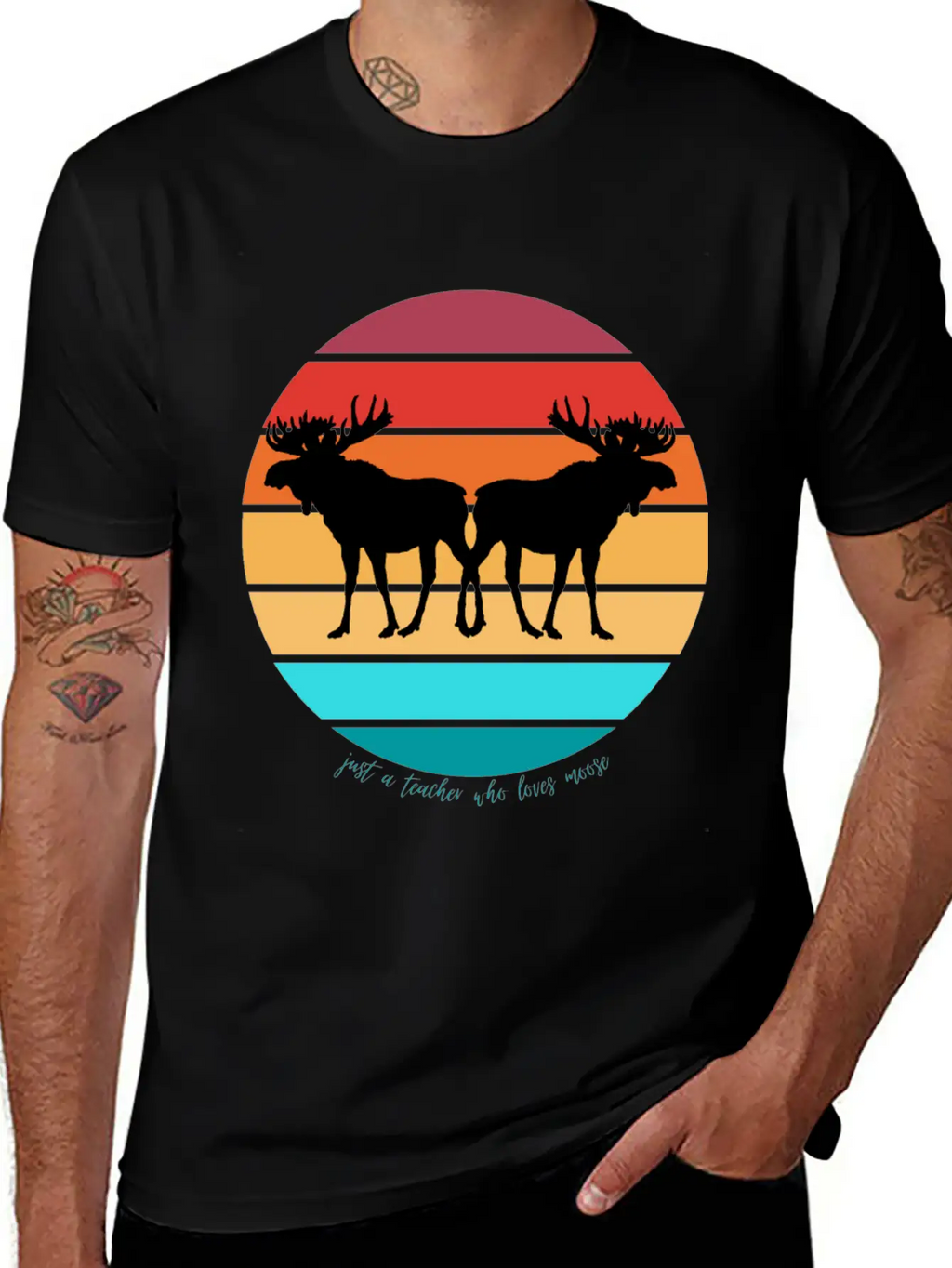Just A Teacher Who Loves Moose Unisex Casual T-Shirt – Clean Design For Daily Comfort