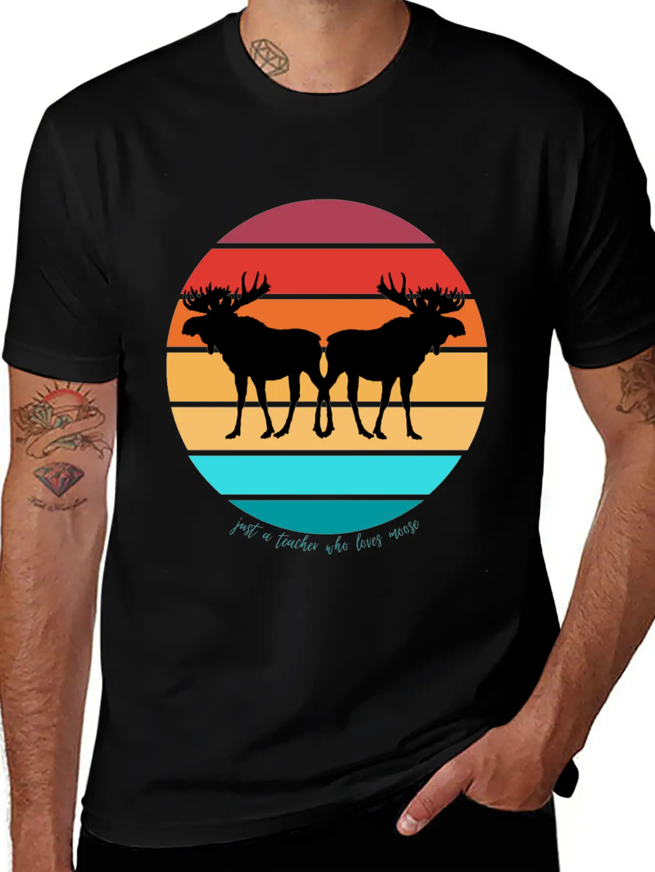 Just A Teacher Who Loves Moose Unisex Casual T-Shirt – Clean Design For Daily Comfort