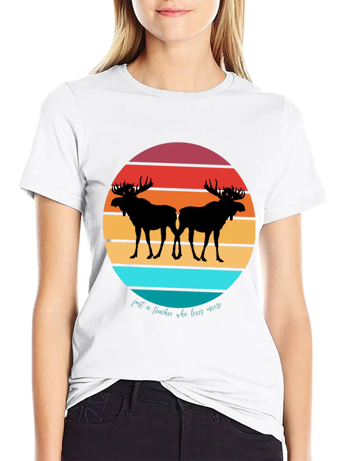 Just A Teacher Who Loves Moose Unisex Casual T-Shirt – Clean Design For Daily Comfort