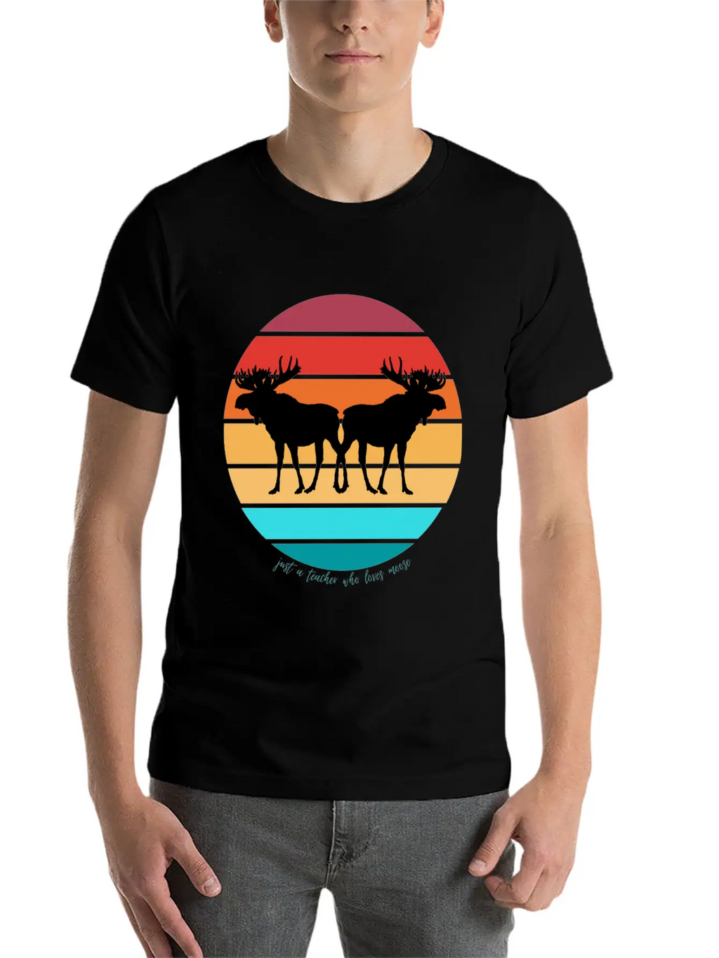Just A Teacher Who Loves Moose Unisex Casual T-Shirt – Clean Design For Daily Comfort