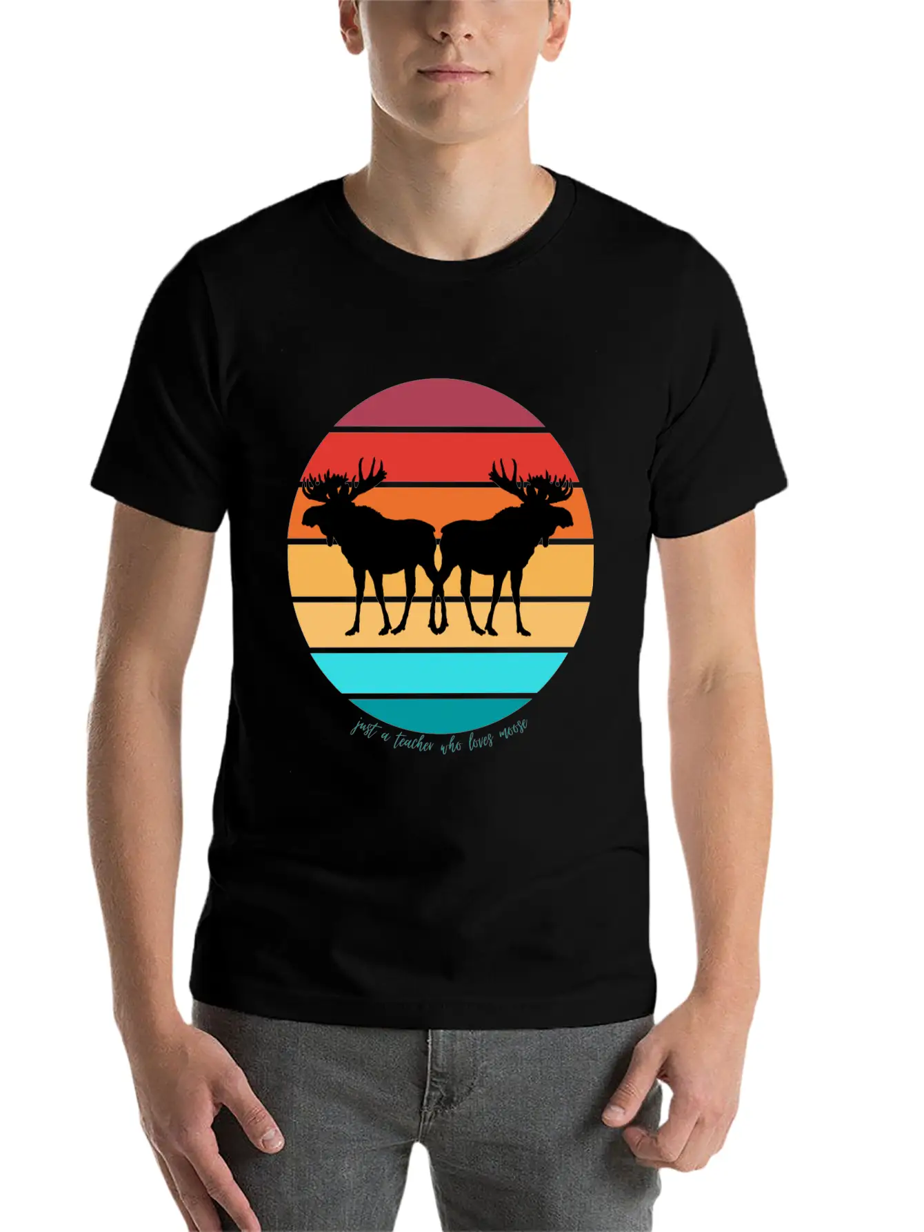 Just A Teacher Who Loves Moose Unisex Casual T-Shirt – Clean Design For Daily Comfort