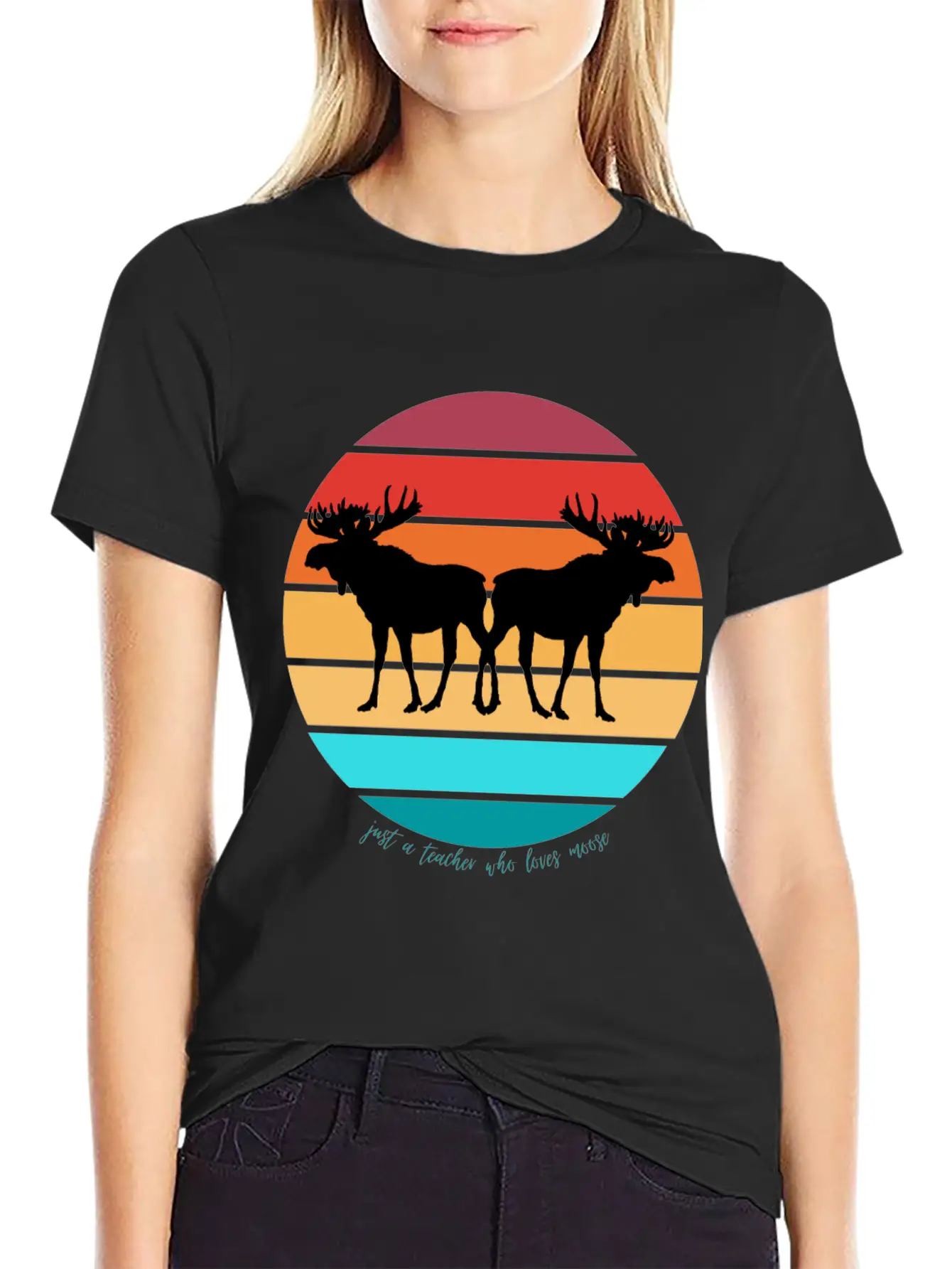 Just A Teacher Who Loves Moose Unisex Casual T-Shirt – Clean Design For Daily Comfort