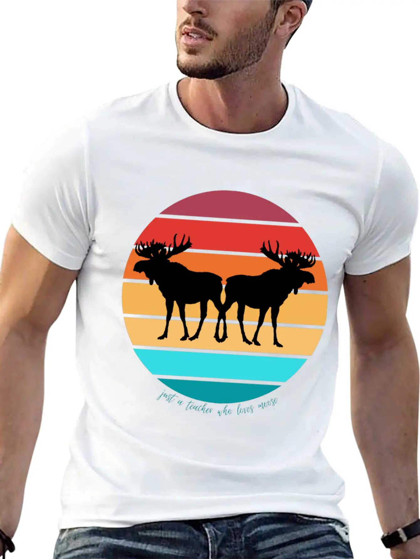 Just A Teacher Who Loves Moose Unisex Casual T-Shirt – Clean Design For Daily Comfort
