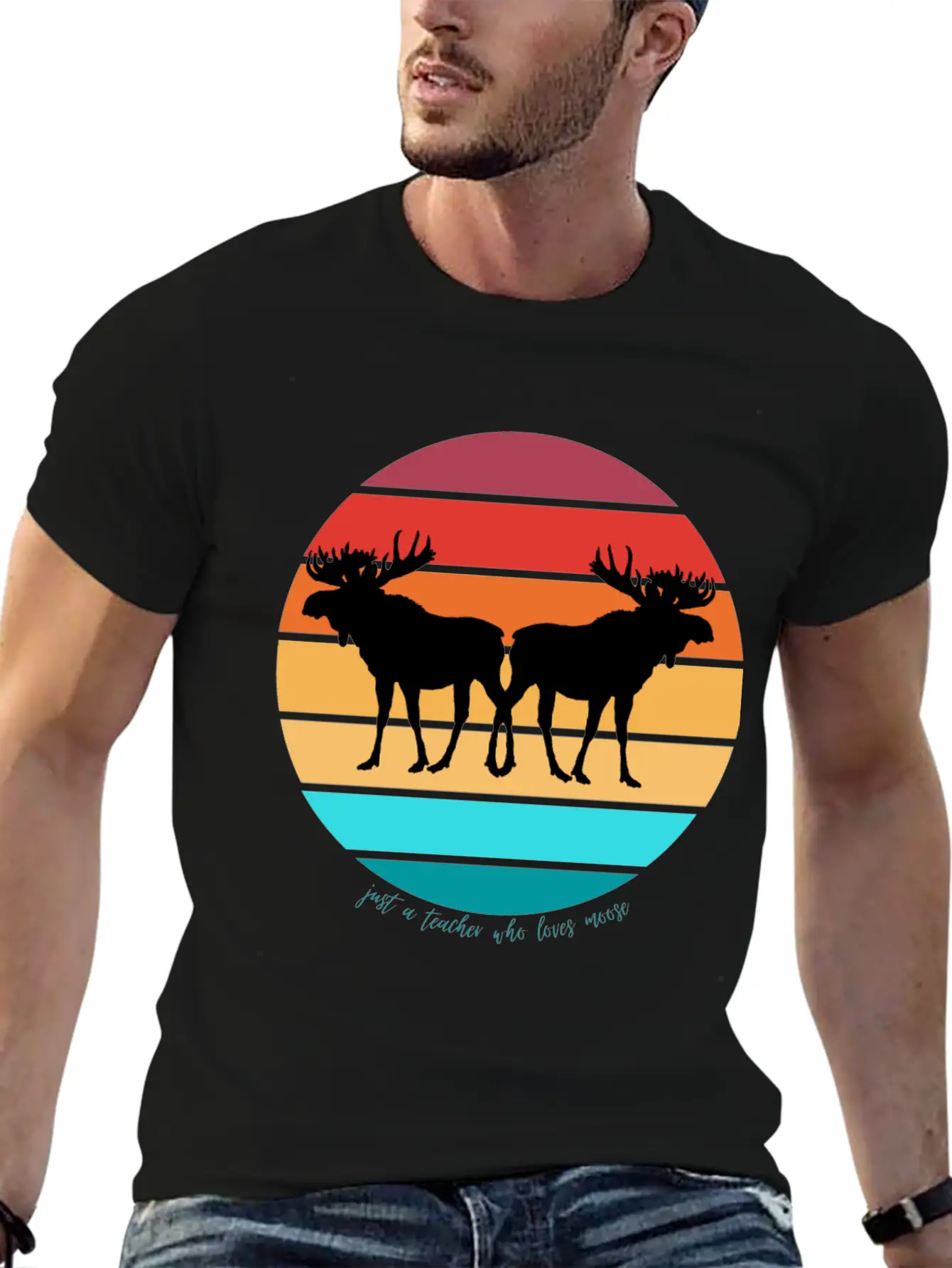 Just A Teacher Who Loves Moose Unisex Casual T-Shirt – Clean Design For Daily Comfort