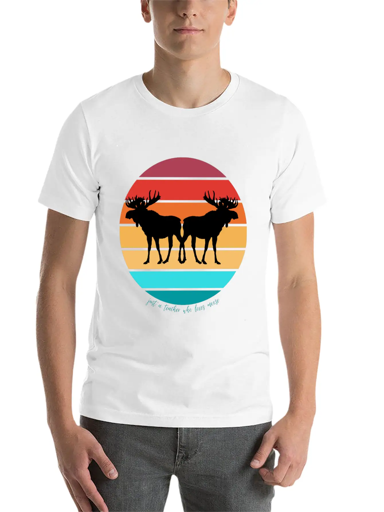 Just A Teacher Who Loves Moose Unisex Casual T-Shirt – Clean Design For Daily Comfort