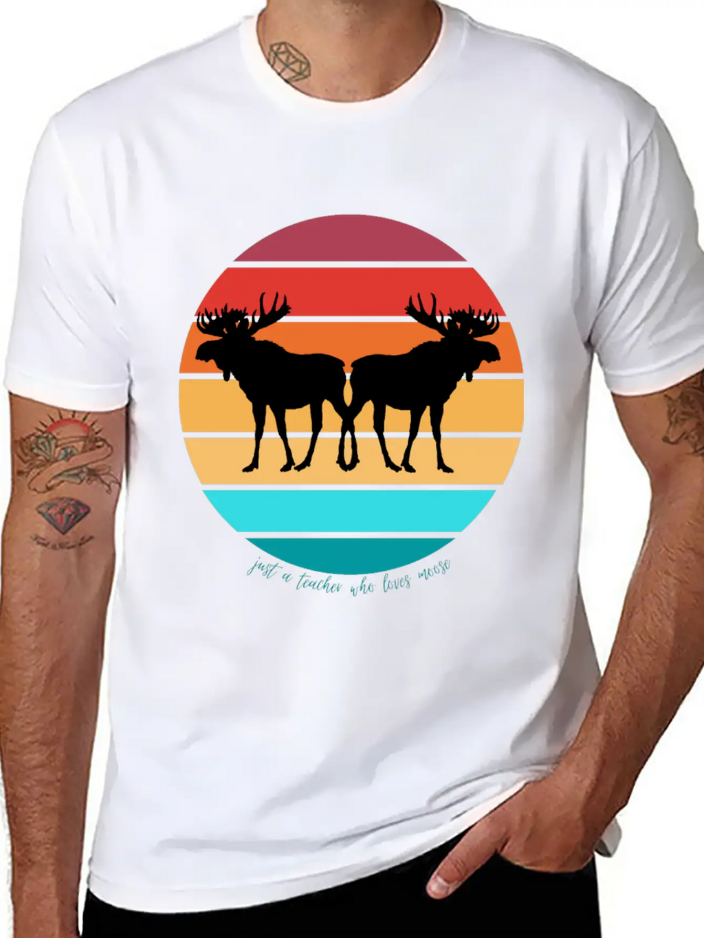 Just A Teacher Who Loves Moose Unisex Casual T-Shirt – Clean Design For Daily Comfort