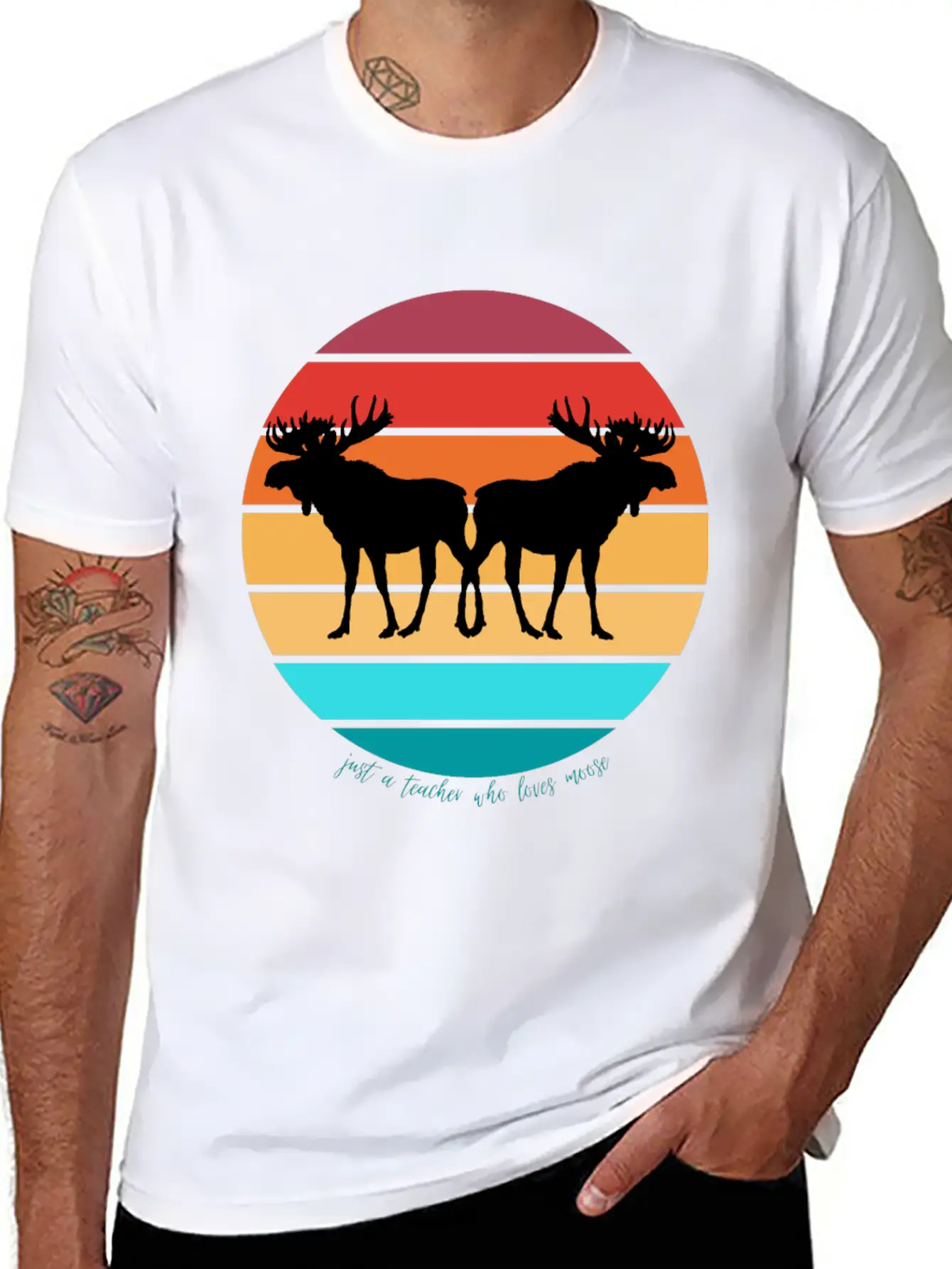 Just A Teacher Who Loves Moose Unisex Casual T-Shirt – Clean Design For Daily Comfort