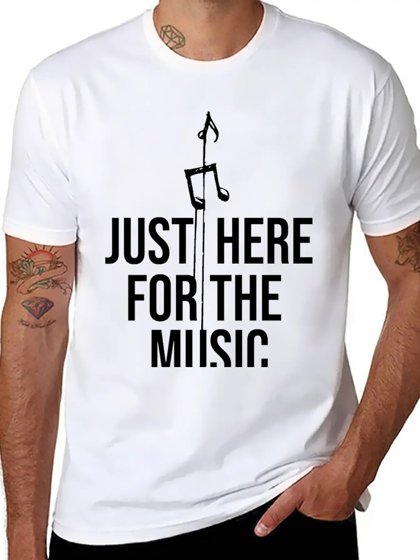 Just Here For The Music Funny Sarcastic Musician Classic Fit Graphic Tee For Daily Comfort – Unisex Cotton Shirt