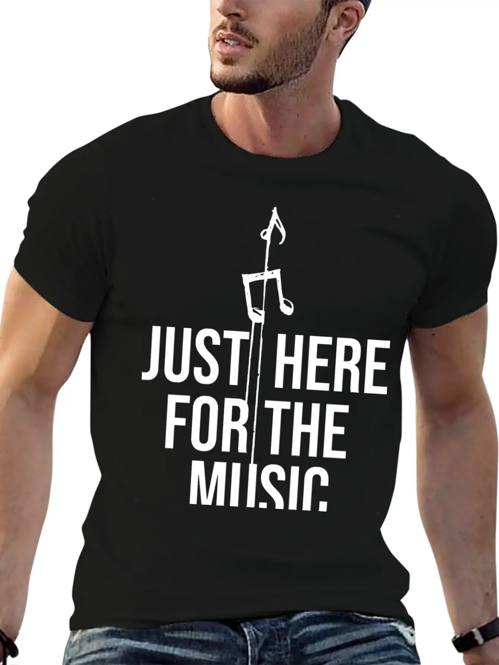 Just Here For The Music Funny Sarcastic Musician Classic Fit Graphic Tee For Daily Comfort – Unisex Cotton Shirt