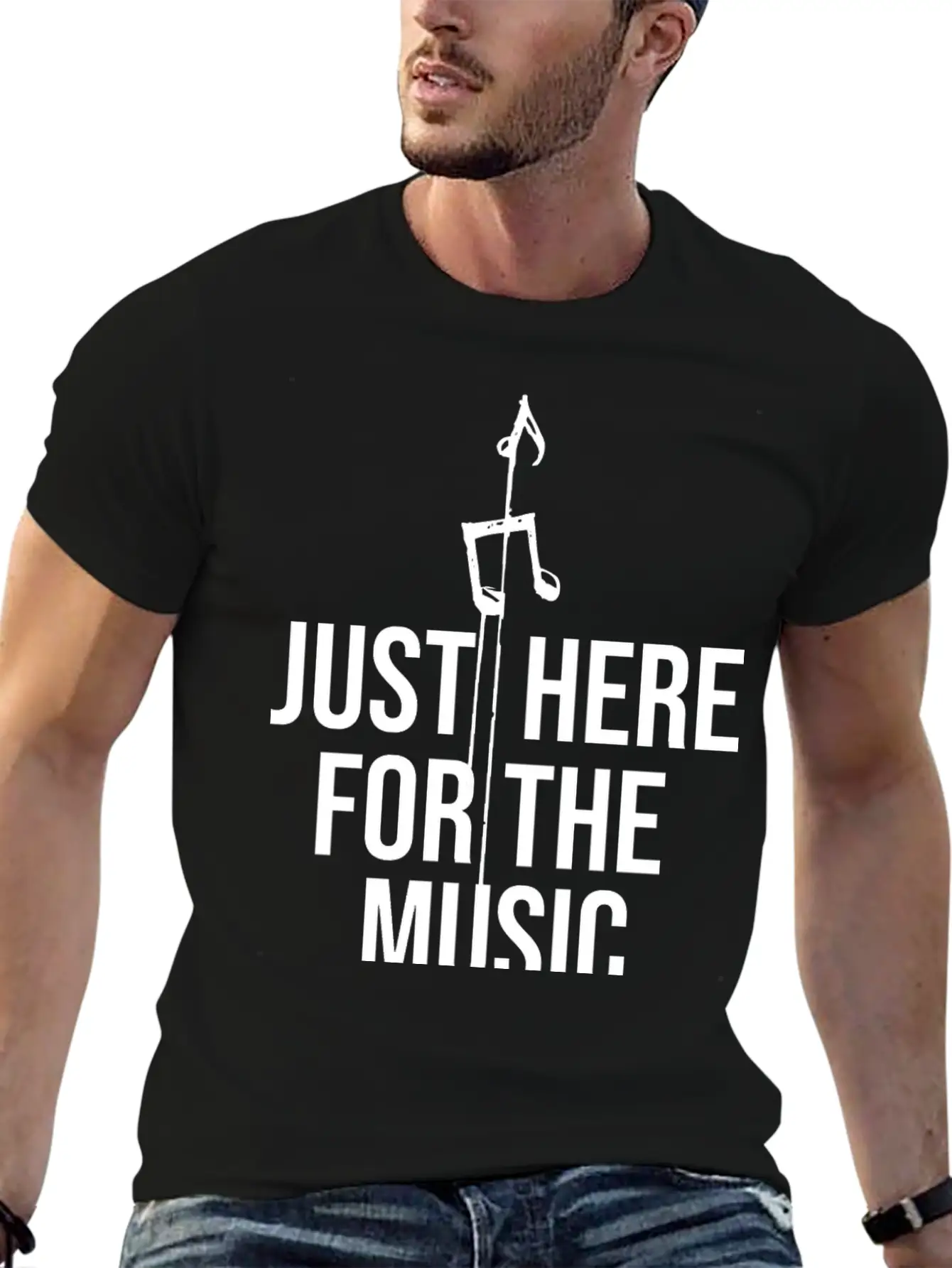 Just Here For The Music Funny Sarcastic Musician Classic Fit Graphic Tee For Daily Comfort – Unisex Cotton Shirt