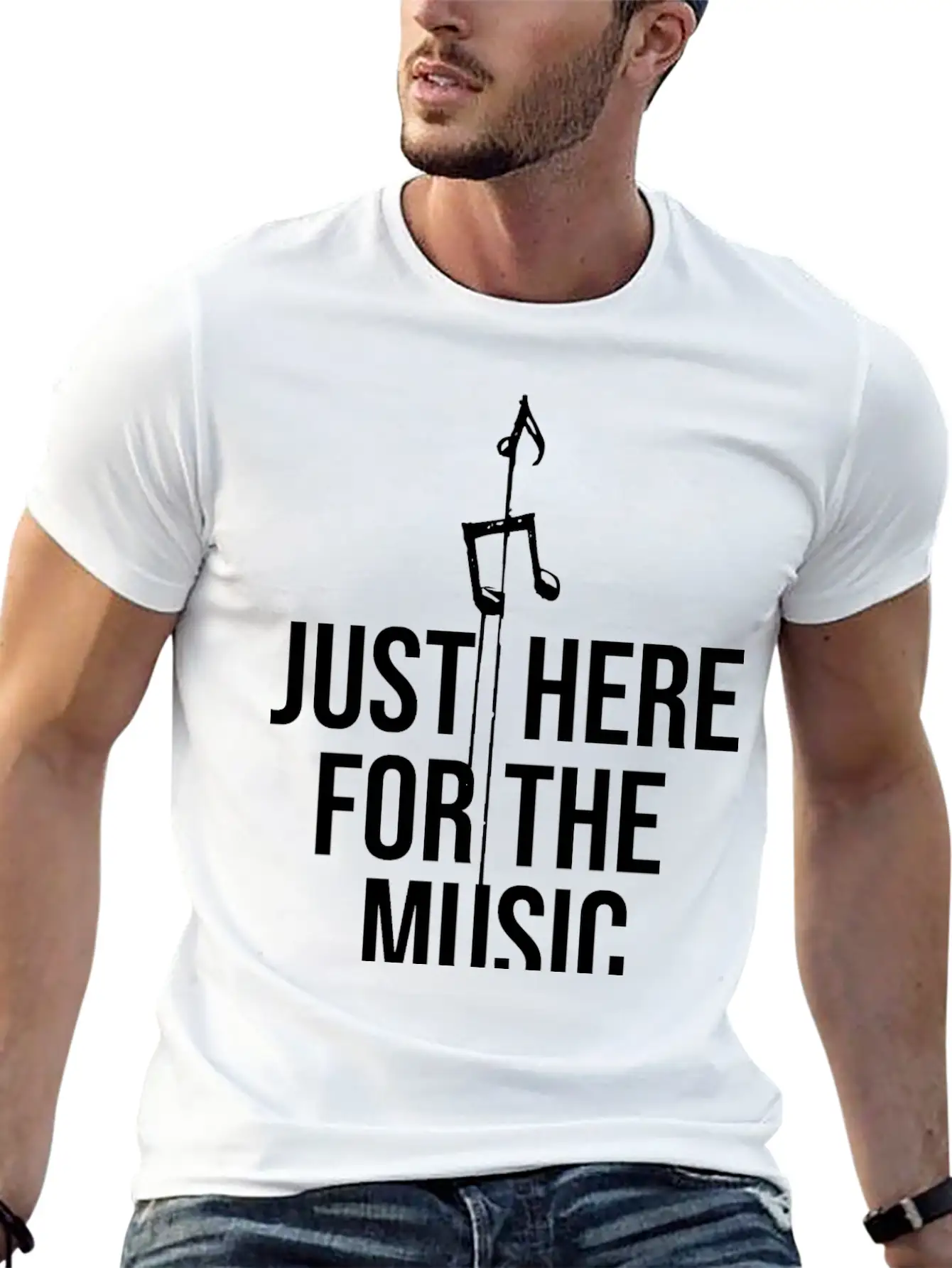 Just Here For The Music Funny Sarcastic Musician Classic Fit Graphic Tee For Daily Comfort – Unisex Cotton Shirt