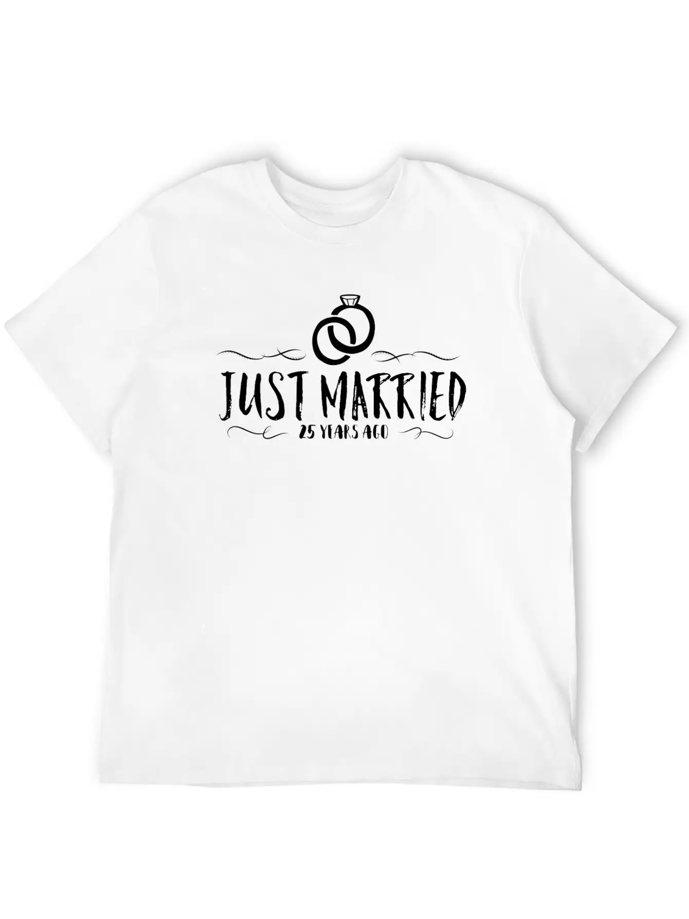 Just Married 25 Years Ago Silver Wedding Unisex Casual T-Shirt – Clean Design For Daily Comfort