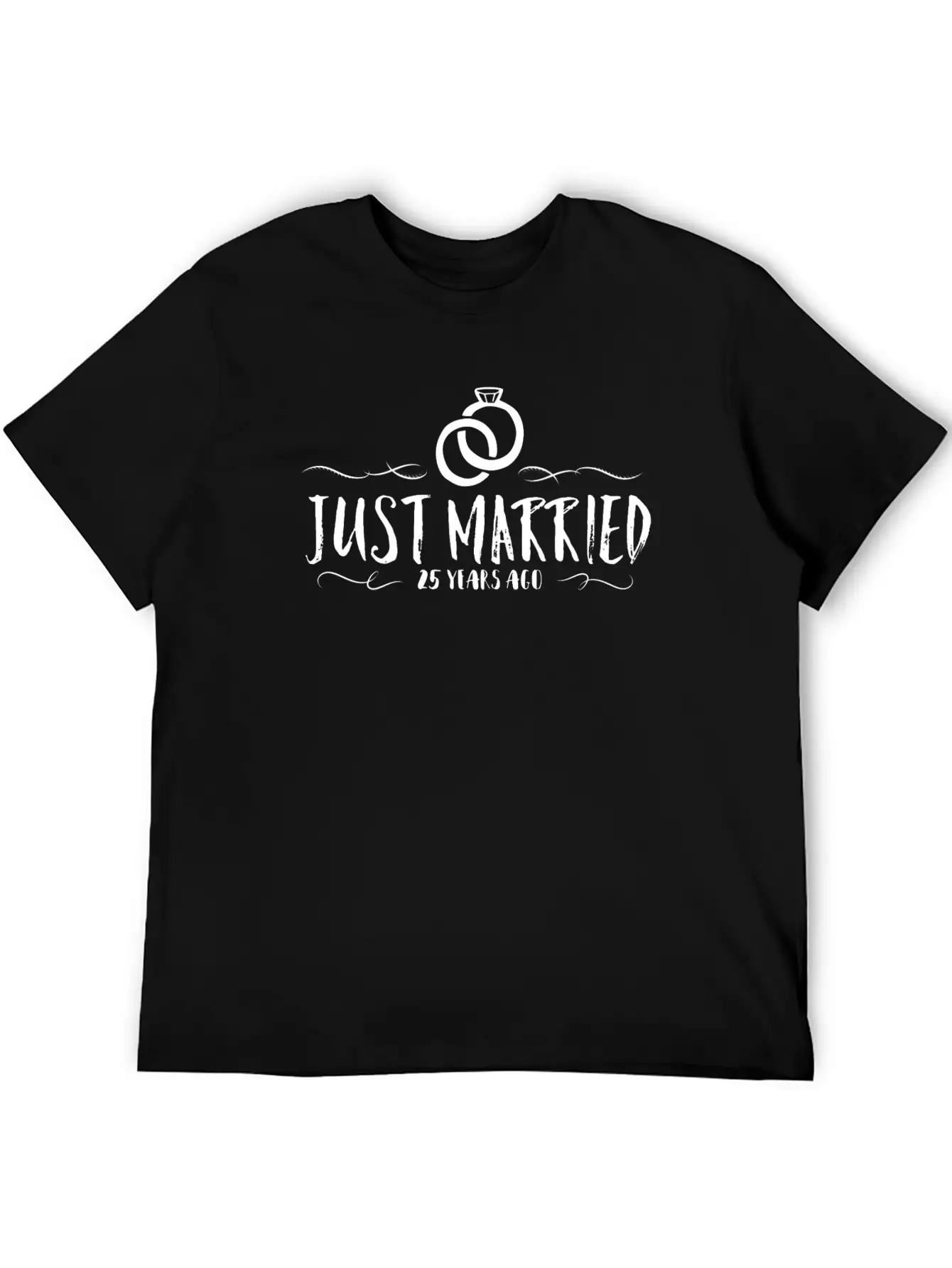 Just Married 25 Years Ago Silver Wedding Unisex Casual T-Shirt – Clean Design For Daily Comfort
