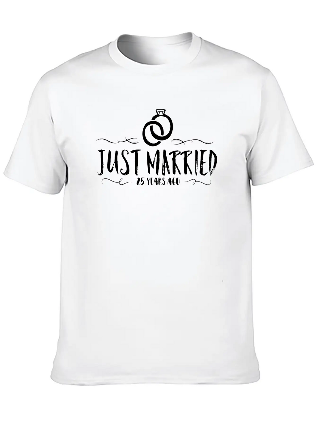 Just Married 25 Years Ago Silver Wedding Unisex Casual T-Shirt – Clean Design For Daily Comfort