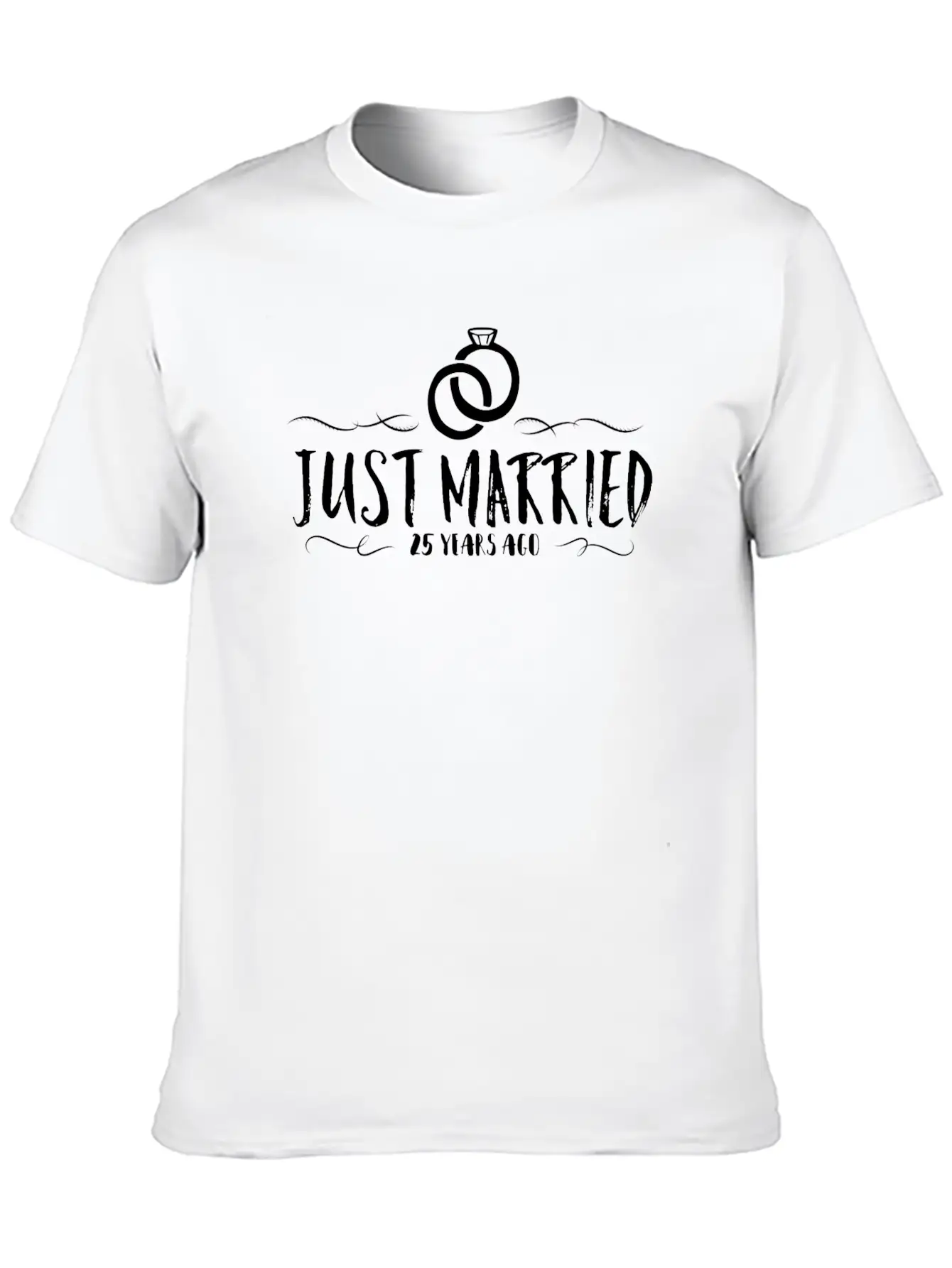 Just Married 25 Years Ago Silver Wedding Unisex Casual T-Shirt – Clean Design For Daily Comfort