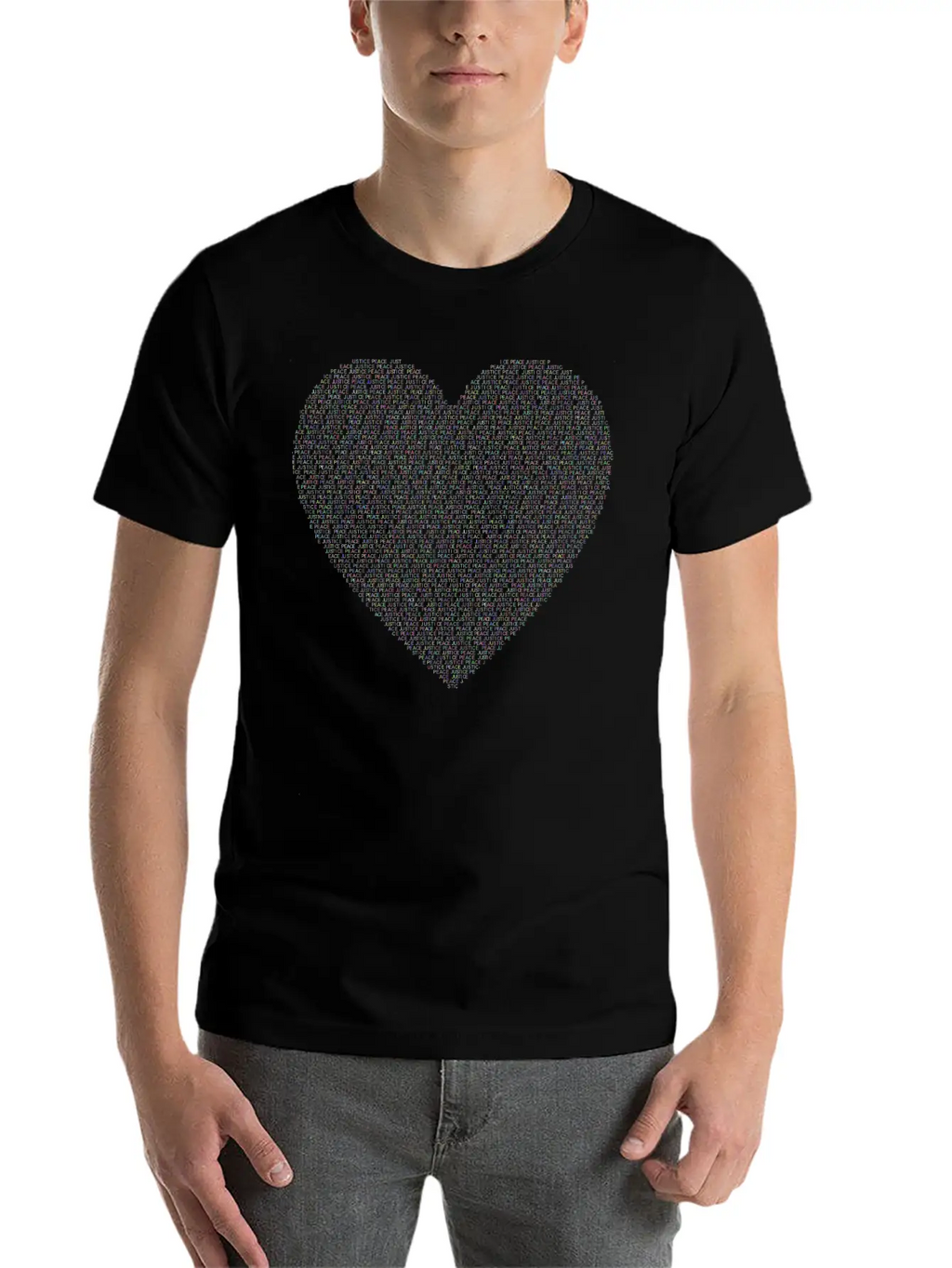 Justice And Peace Heart Prismatic Essential Cotton Tee For Daily Outfits – Unisex Style