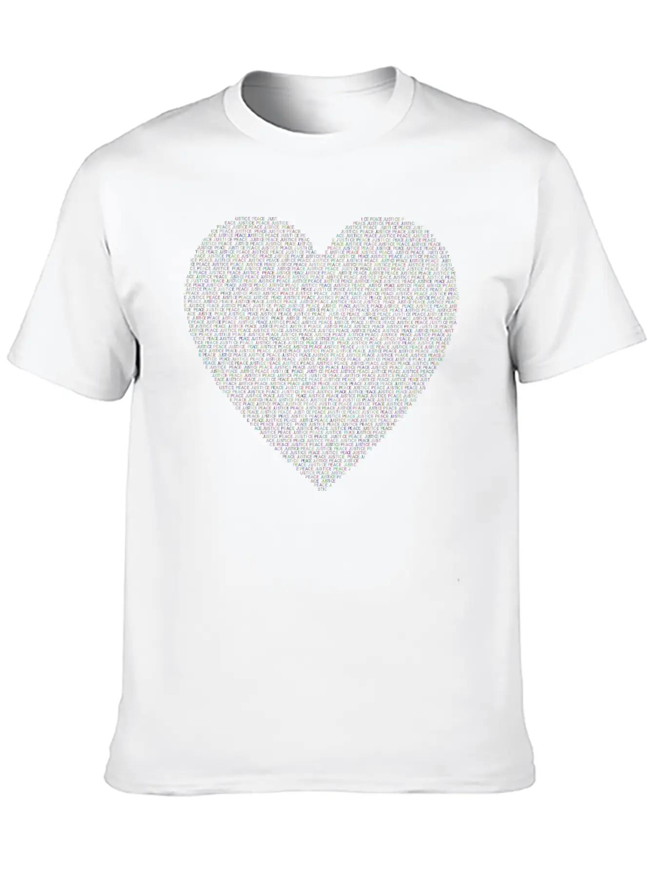 Justice And Peace Heart Prismatic Essential Cotton Tee For Daily Outfits – Unisex Style