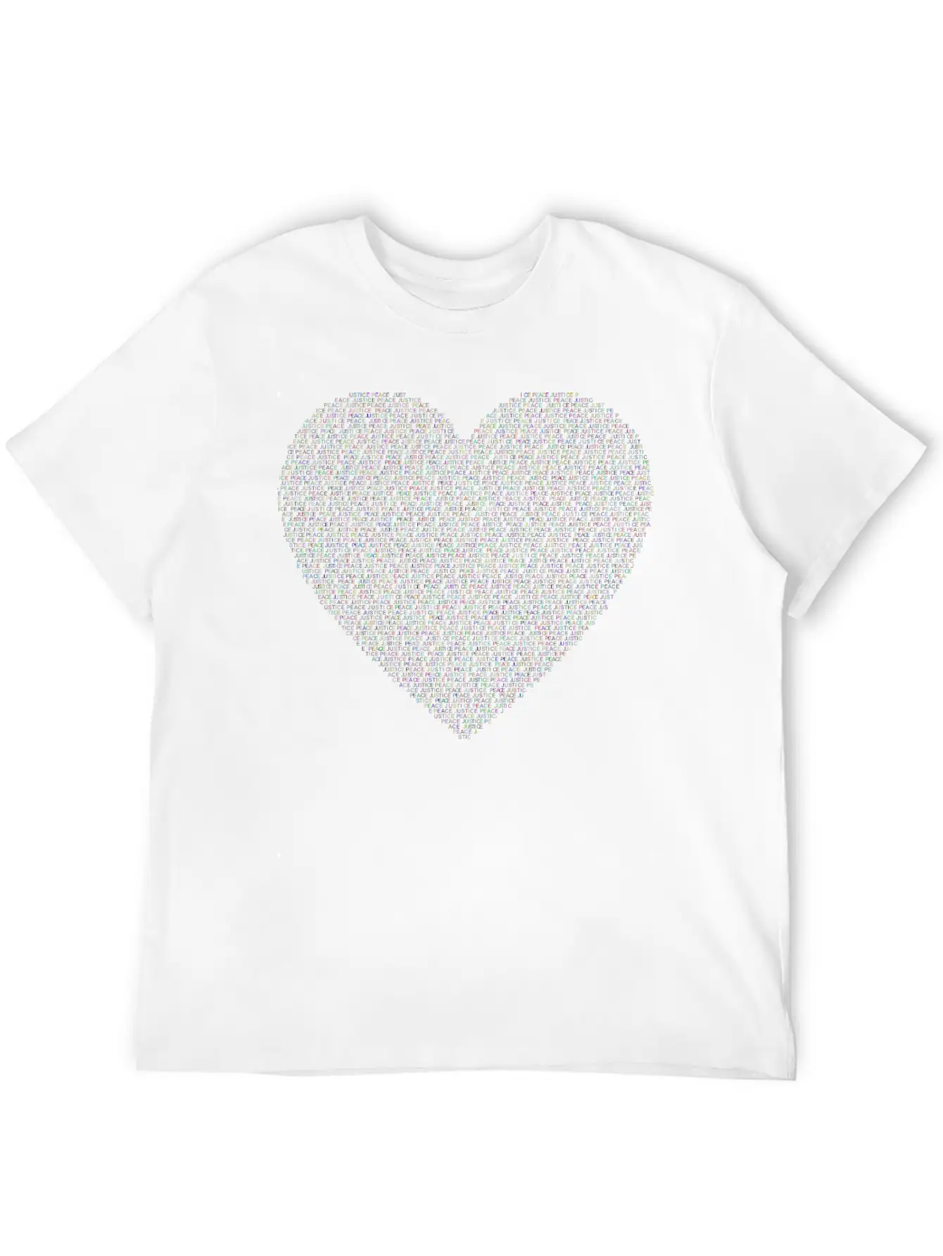 Justice And Peace Heart Prismatic Essential Cotton Tee For Daily Outfits – Unisex Style
