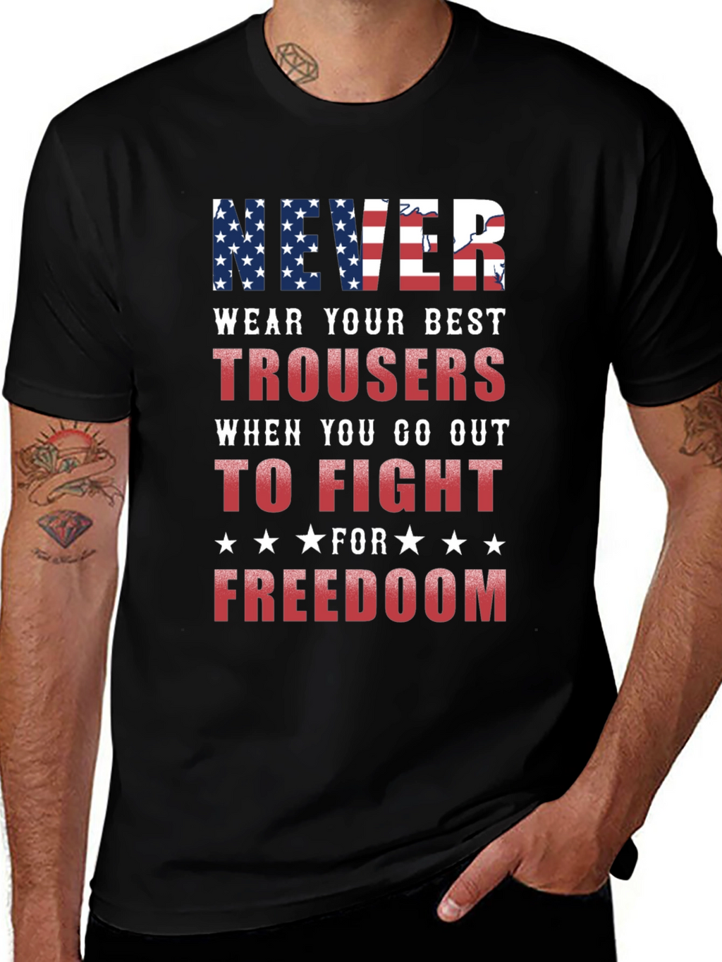 Never Wear Trousers Patriotic Graphic Tee