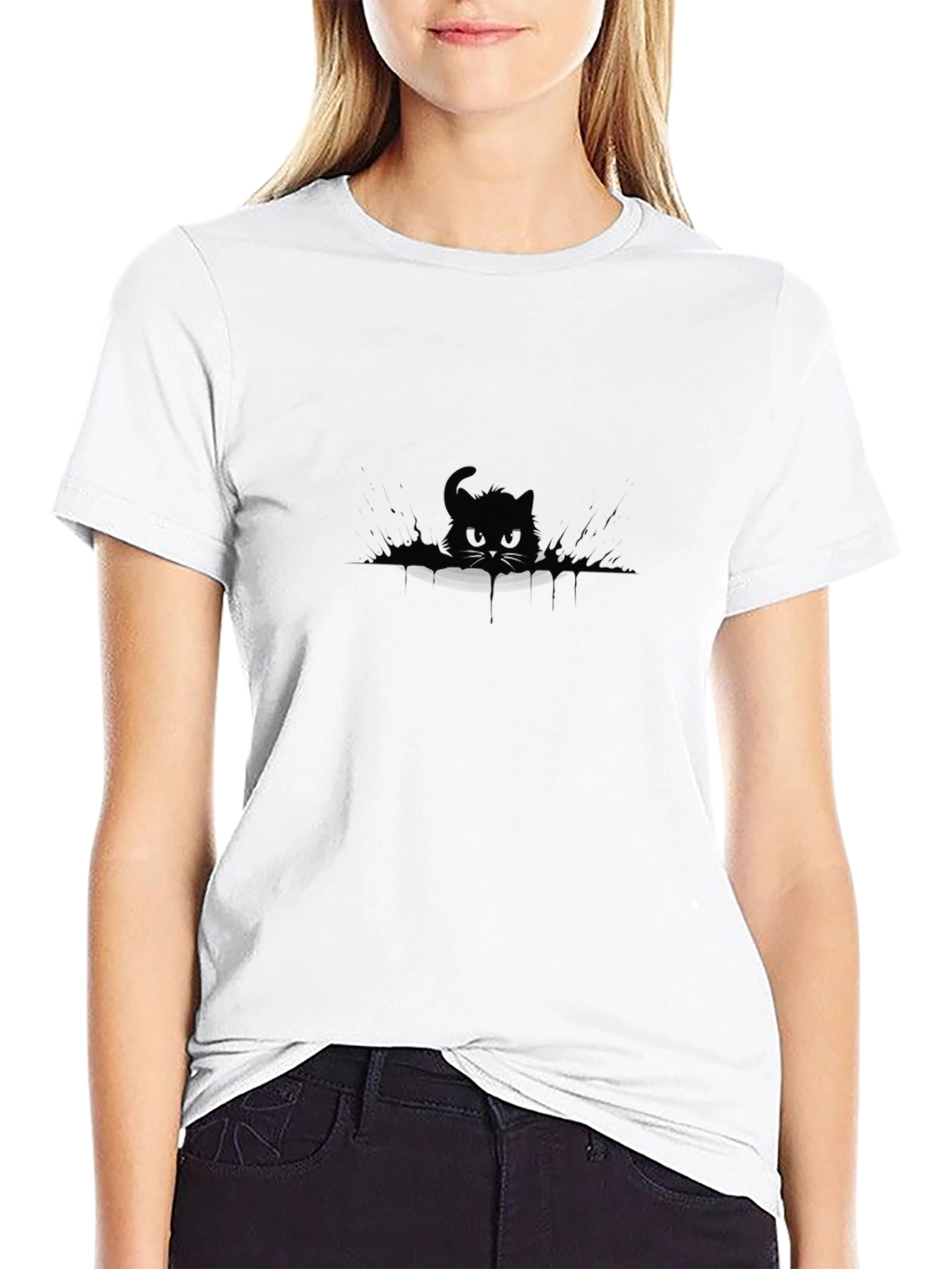 Black Cat Graphic Tee - Mens Casual T-Shirt