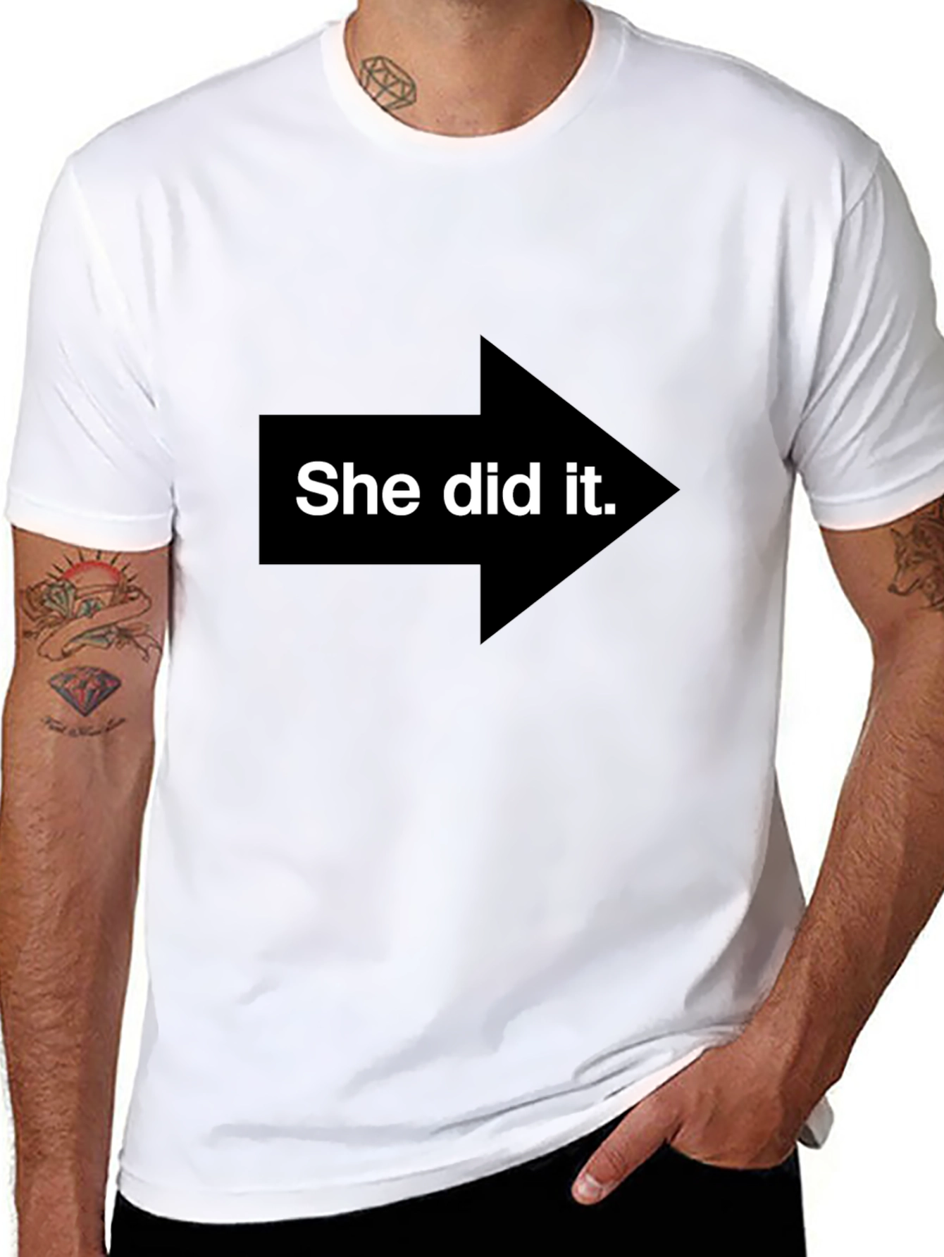 She Did It! Graphic Tee - Point the Finger Fun