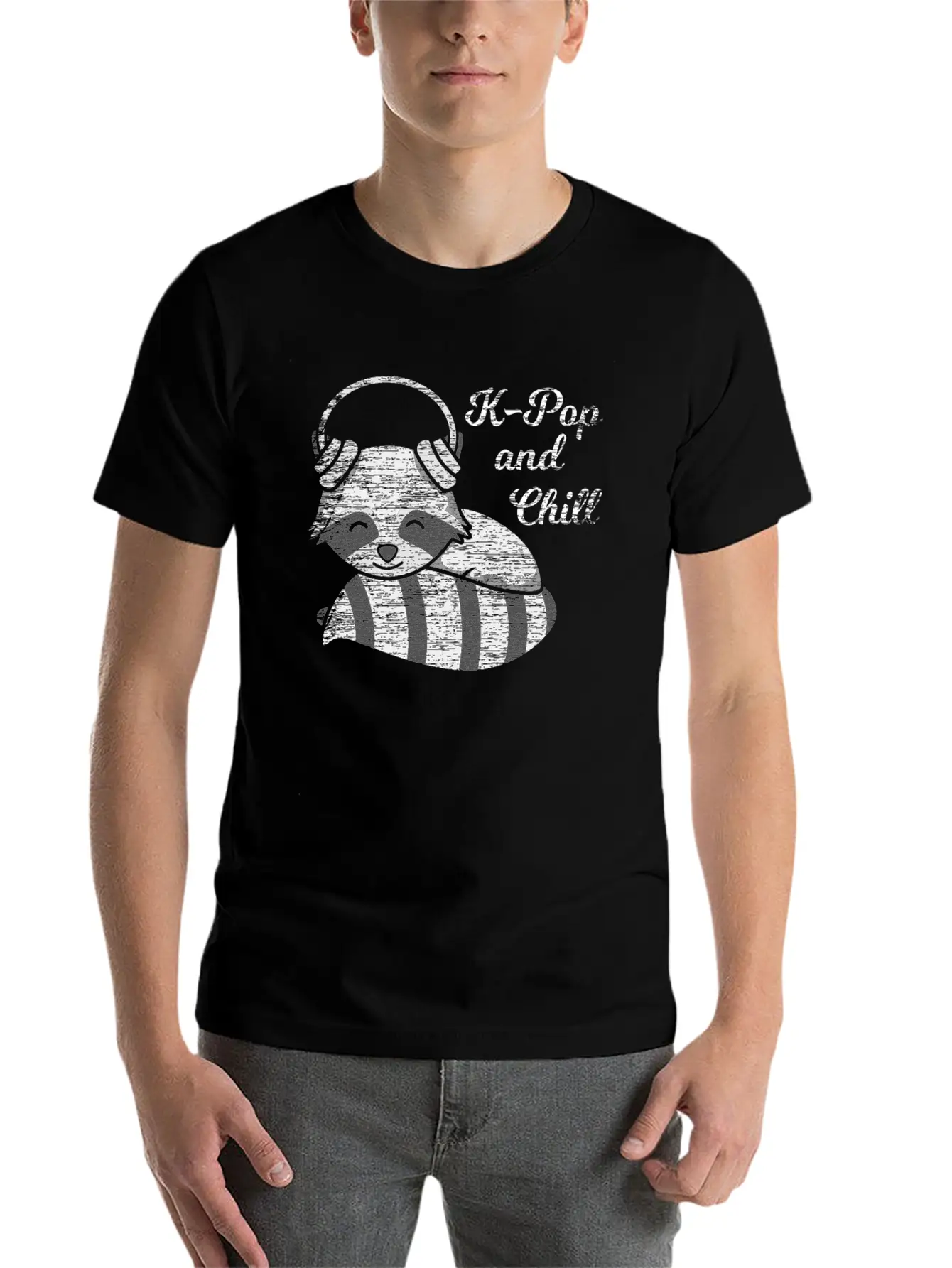 K-Pop And Chill Kpop South Korean Racoon Vintage Breathable Soft Cotton T-Shirt – Timeless Casual Look
