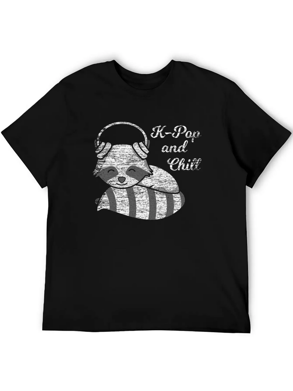K-Pop And Chill Kpop South Korean Racoon Vintage Breathable Soft Cotton T-Shirt – Timeless Casual Look