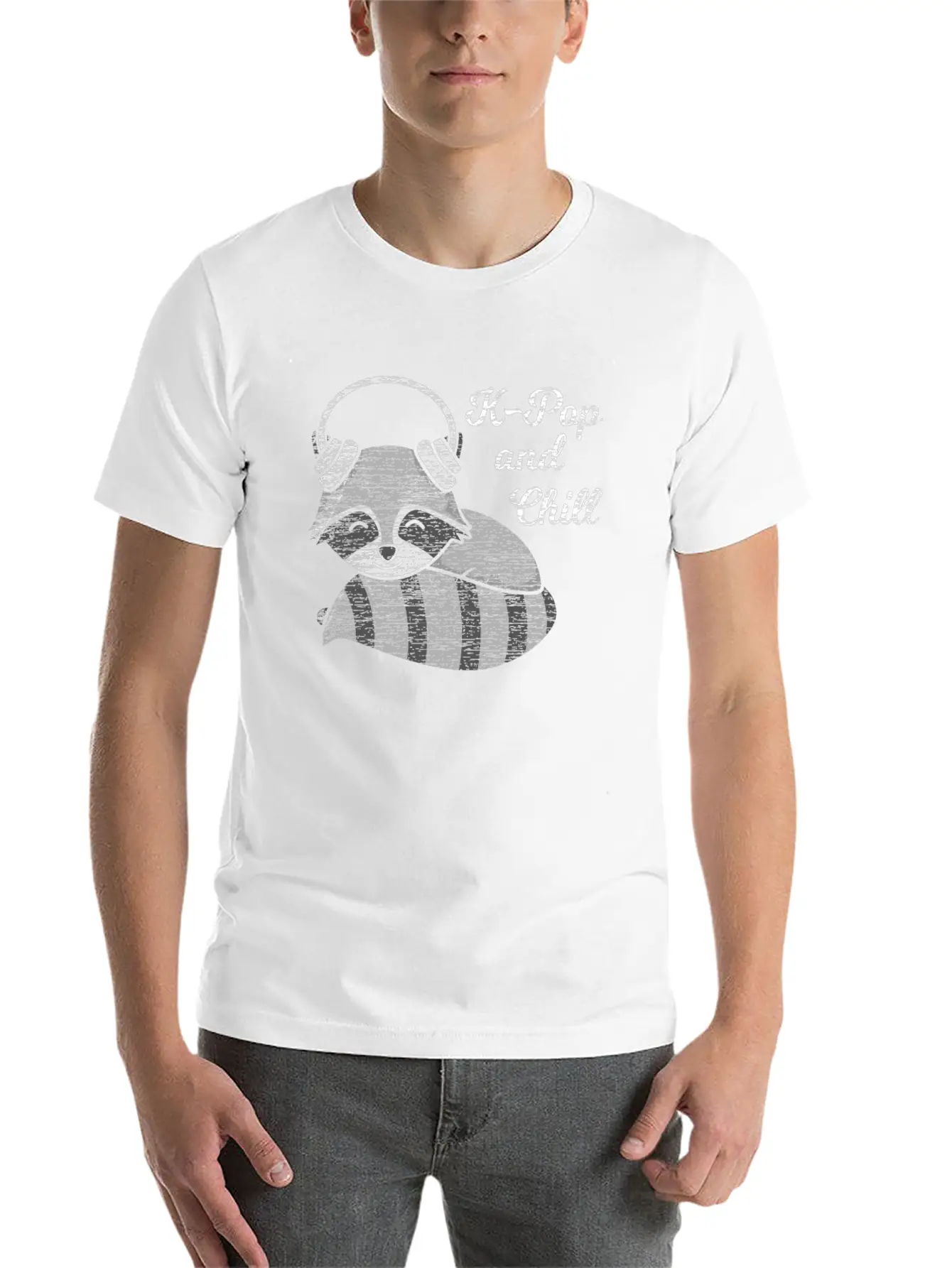 K-Pop And Chill Kpop South Korean Racoon Vintage Breathable Soft Cotton T-Shirt – Timeless Casual Look