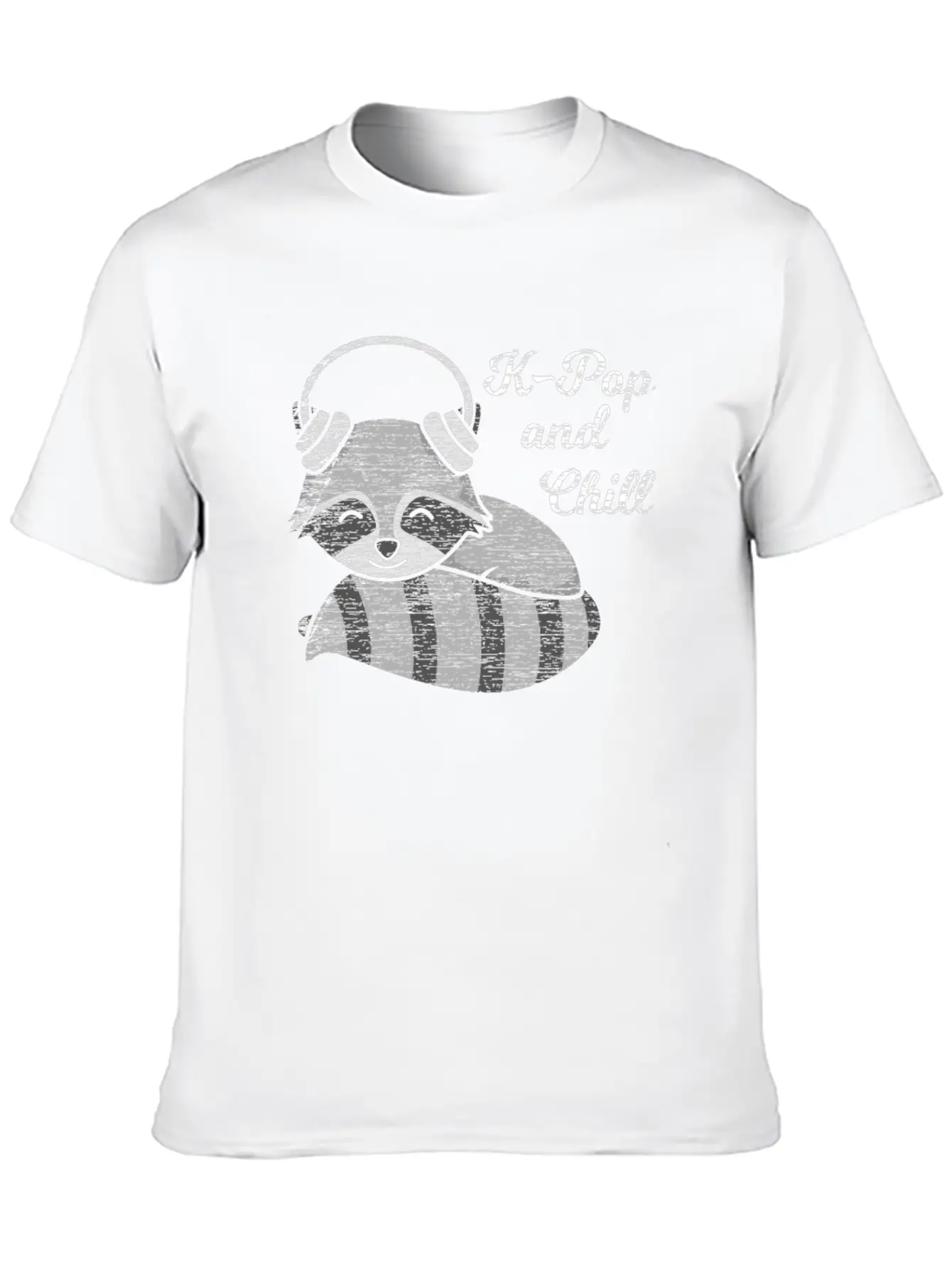 K-Pop And Chill Kpop South Korean Racoon Vintage Breathable Soft Cotton T-Shirt – Timeless Casual Look