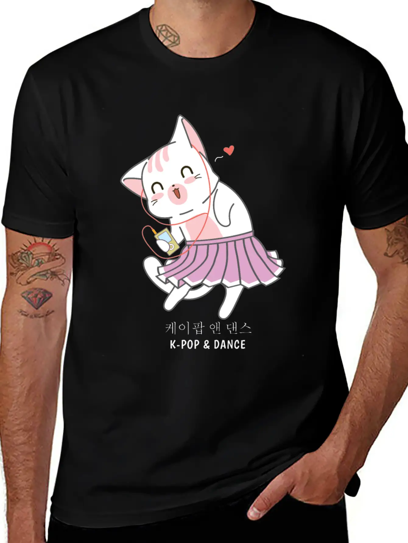 K-Pop And Dance Cat Saranghae Korea Pop Breathable Soft Cotton T-Shirt – Timeless Casual Look