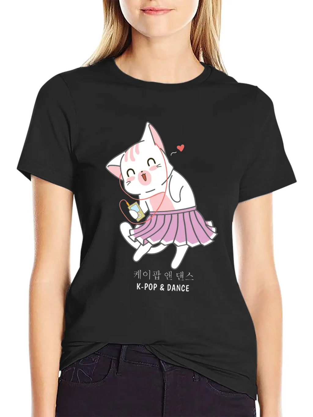 K-Pop And Dance Cat Saranghae Korea Pop Breathable Soft Cotton T-Shirt – Timeless Casual Look